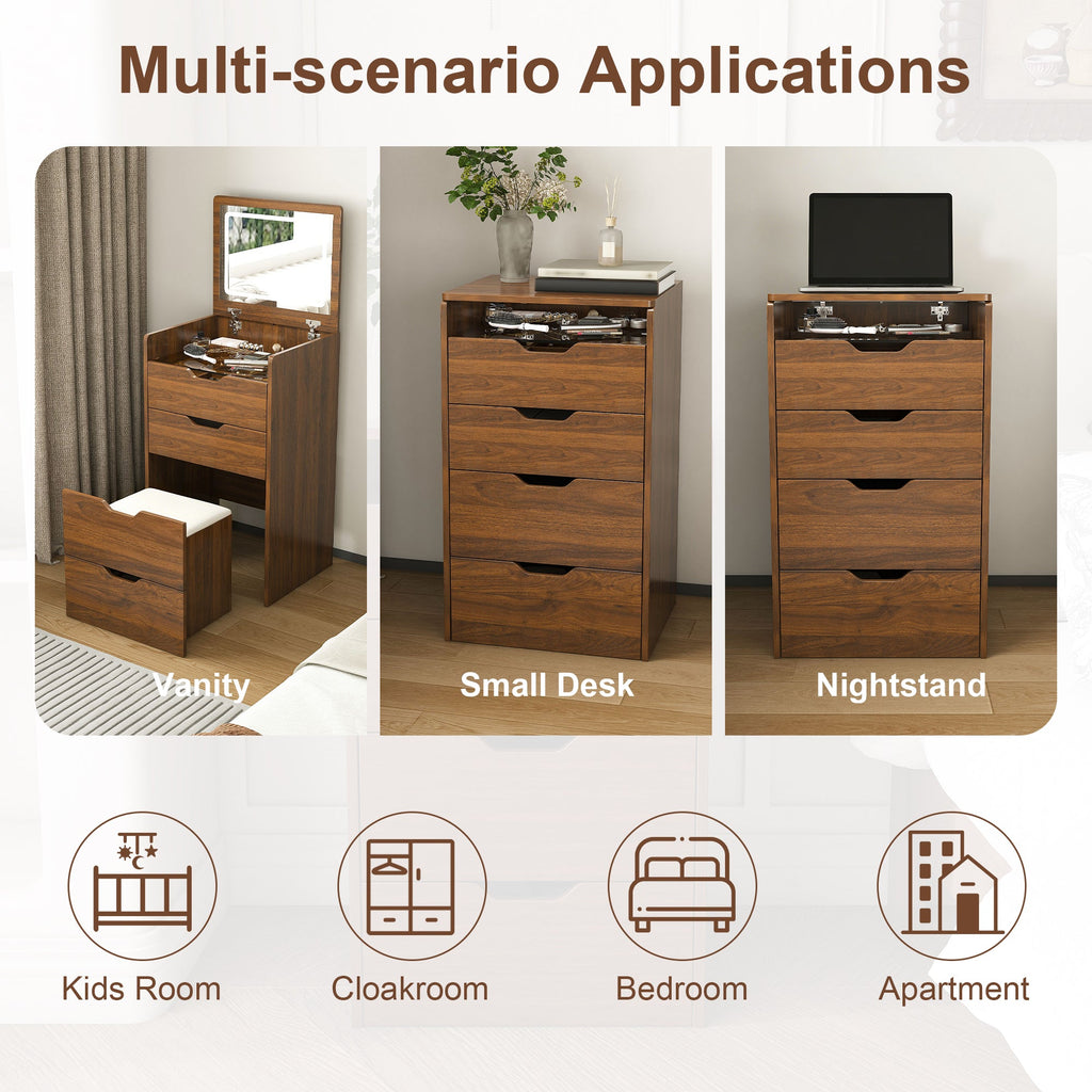 18.9'L 3-in-1 Vanity Desk with Lighted Mirror & Stool