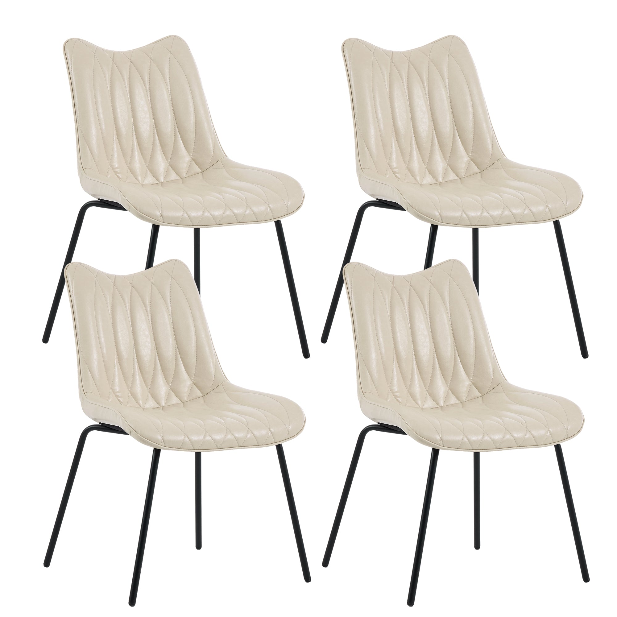 Firmoz Modern PU Leather Dining Chair with Black Iron Legs & Ergonomic Backrest