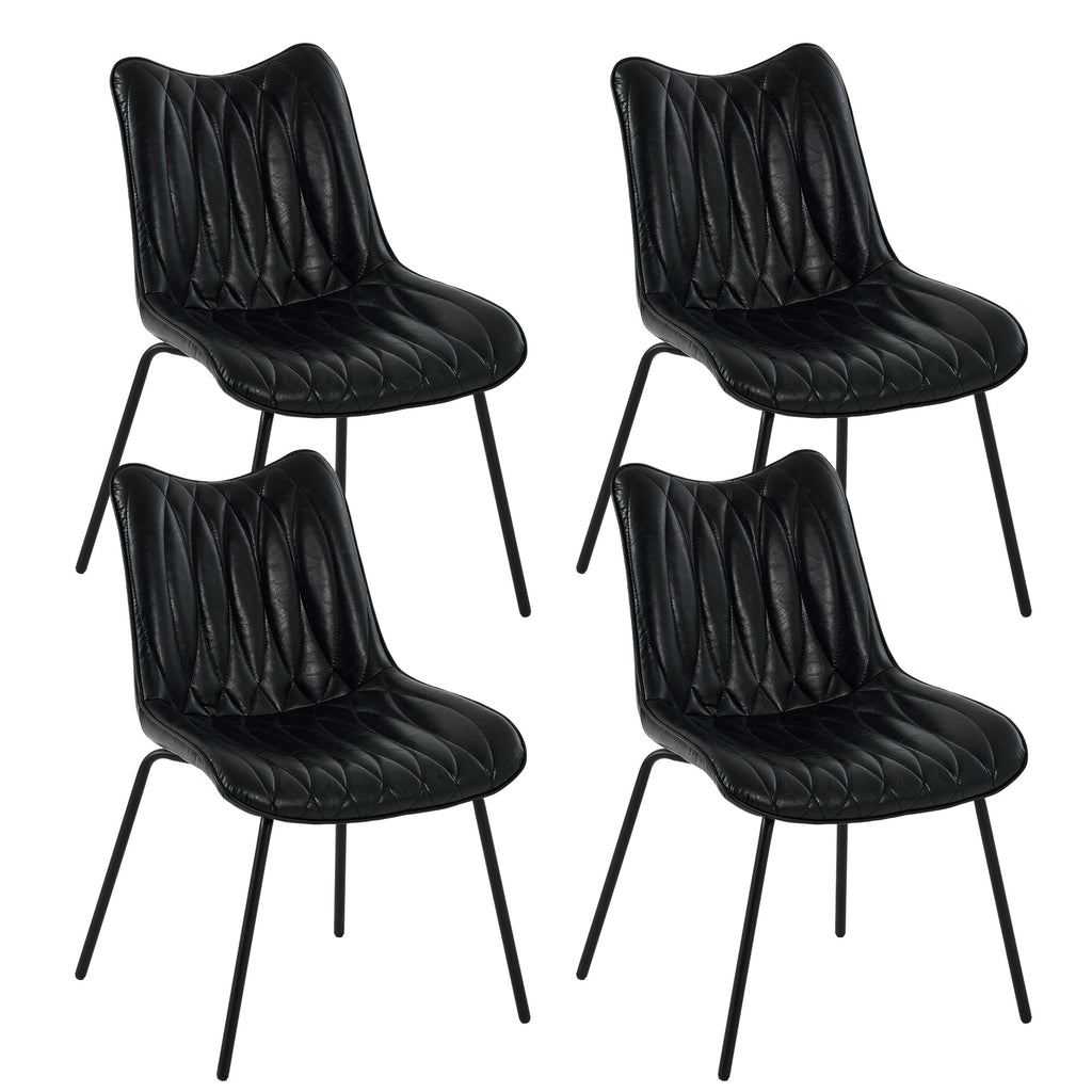 Firmoz Modern PU Leather Dining Chair with Black Iron Legs & Ergonomic Backrest