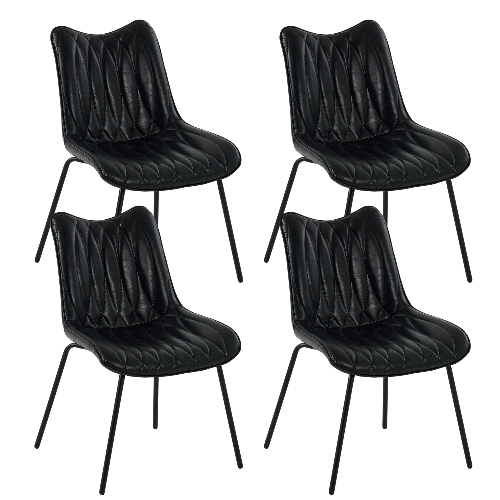 Firmoz Modern PU Leather Dining Chair with Black Iron Legs & Ergonomic Backrest