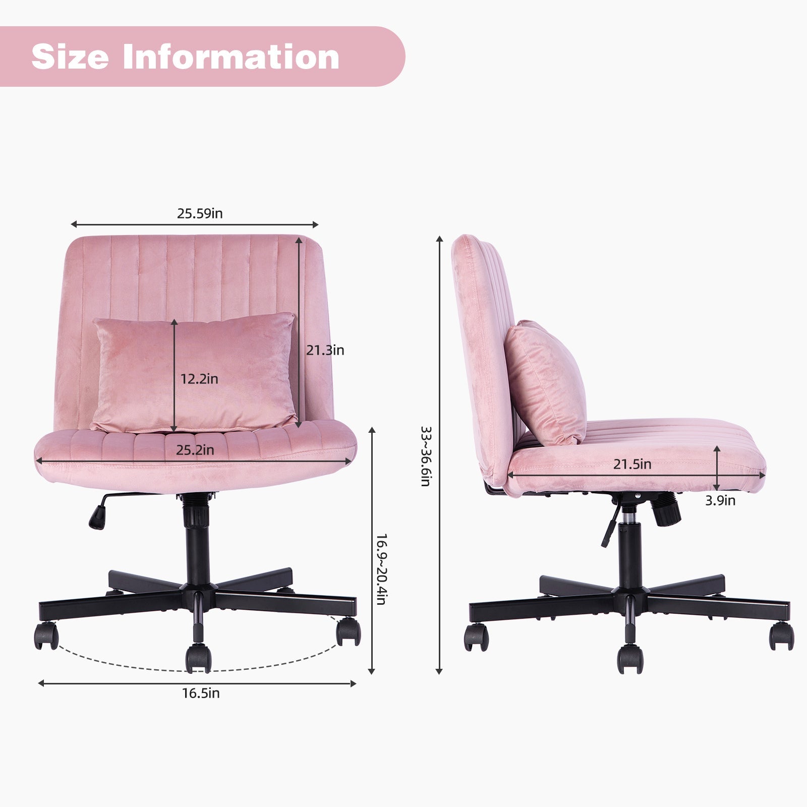 Criss Cross Armless Office Chair with Wheels