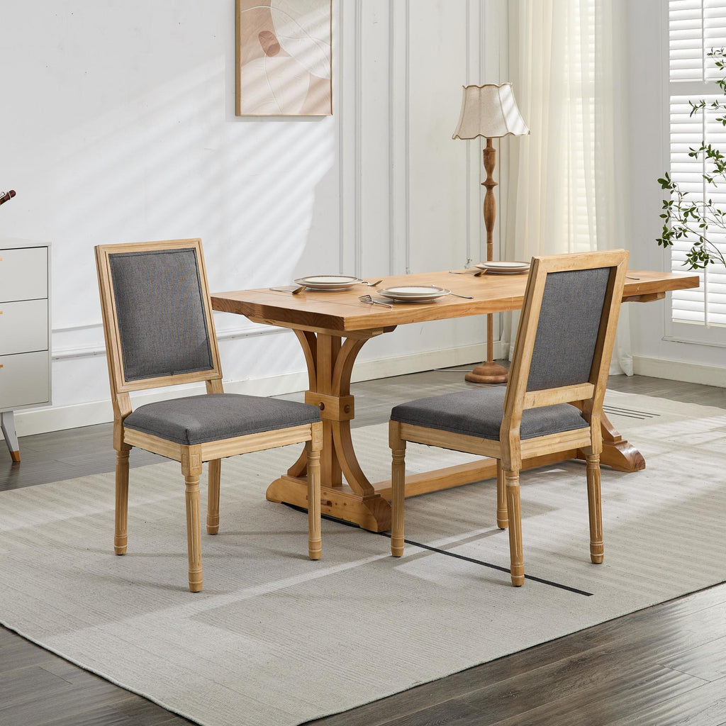 French Louis Dining Chairs with Square Backrest (Set of 2)