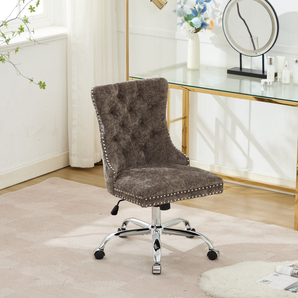 Modern Chenille Upholstered Tufted Button Home Office Chair
