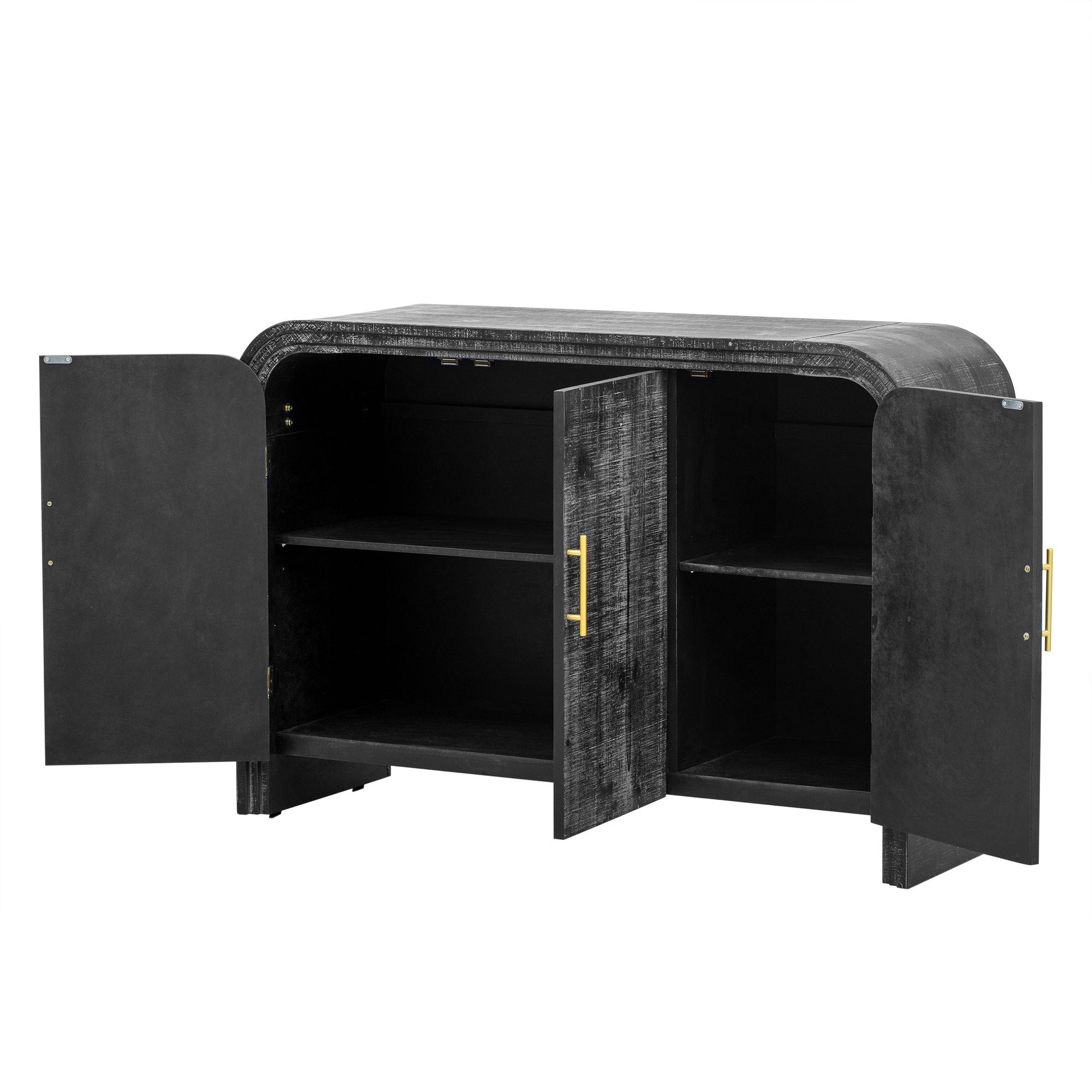 Minimalist Curved Sideboard with Gold Handles and Adjustable Dividers