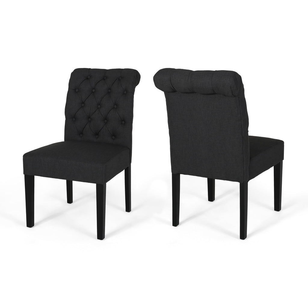 Tuft Dining Rolltop Chairs with Button Tufted Backrest (Set of 2)