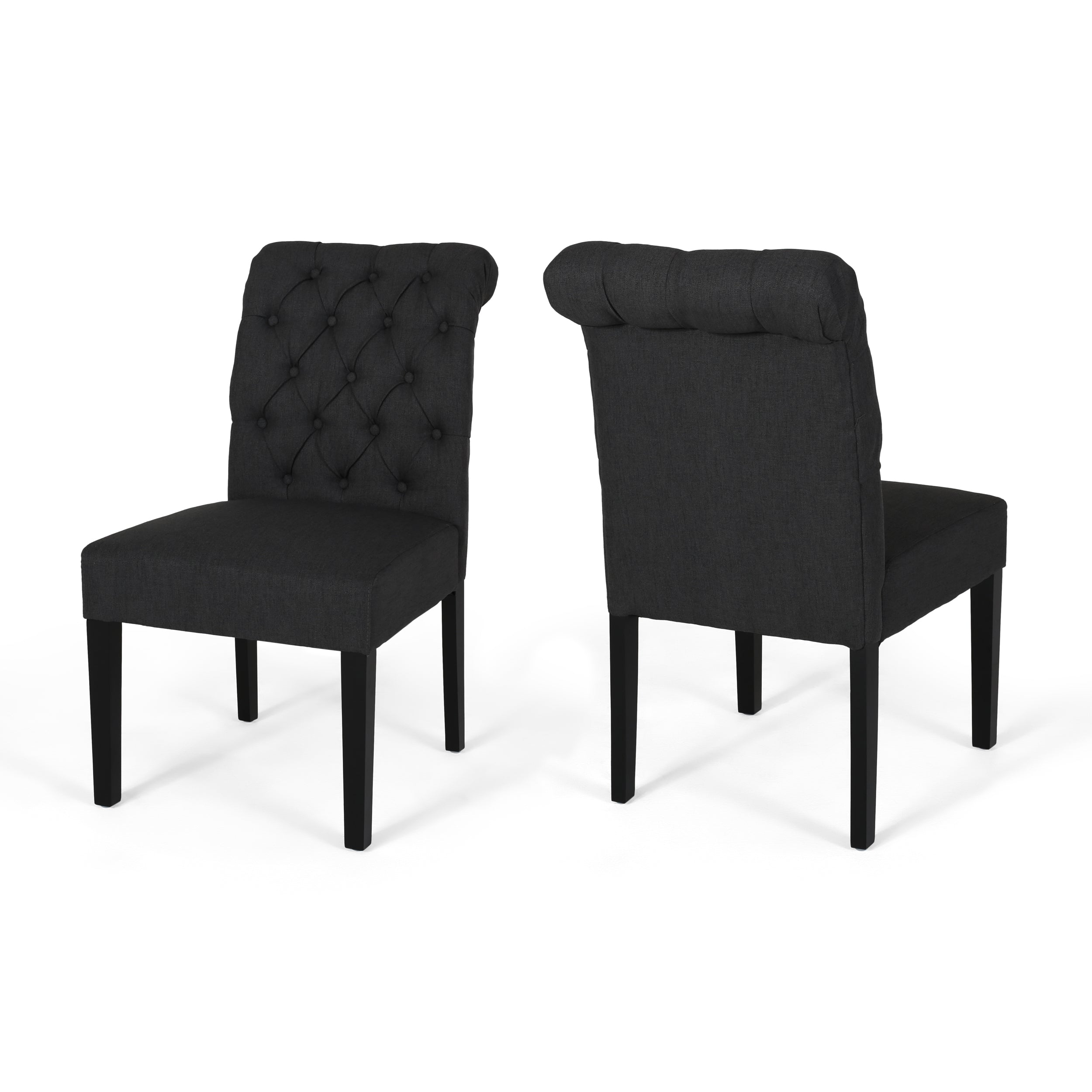 Tuft Dining Rolltop Chairs with Button Tufted Backrest (Set of 2)