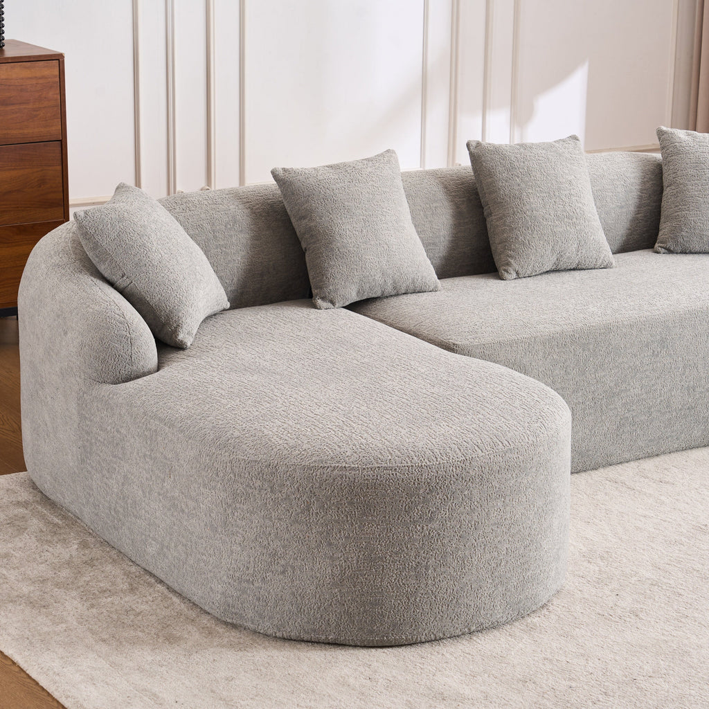 Boneless L-Shape Sectional Sofa with Curved Chaise