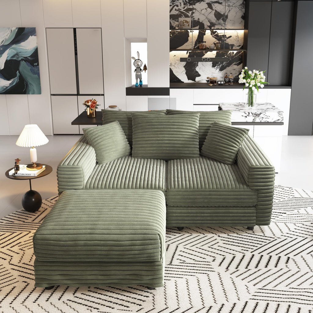 82.7' Modern Comfy Cloud Couch Sofa with Soft Pillows + Ottomans Option
