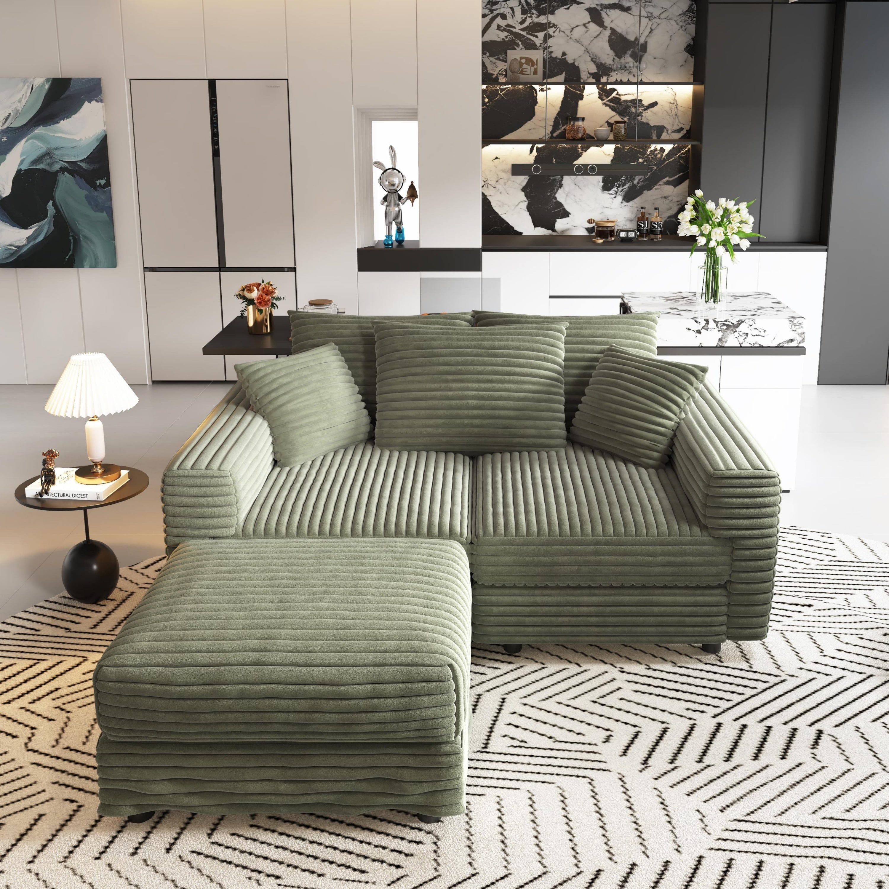 82.7' Modern Comfy Cloud Couch Sofa with Soft Pillows + Ottomans Option