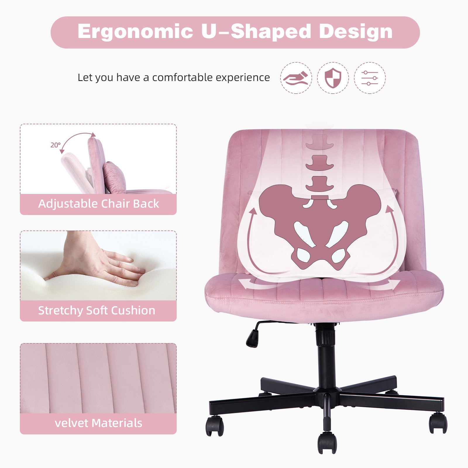 Criss Cross Armless Office Chair with Wheels
