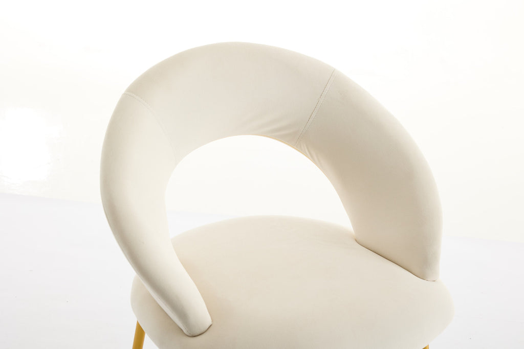 Velvet/Teddy Fabric Dining Chairs with Curved Backrest