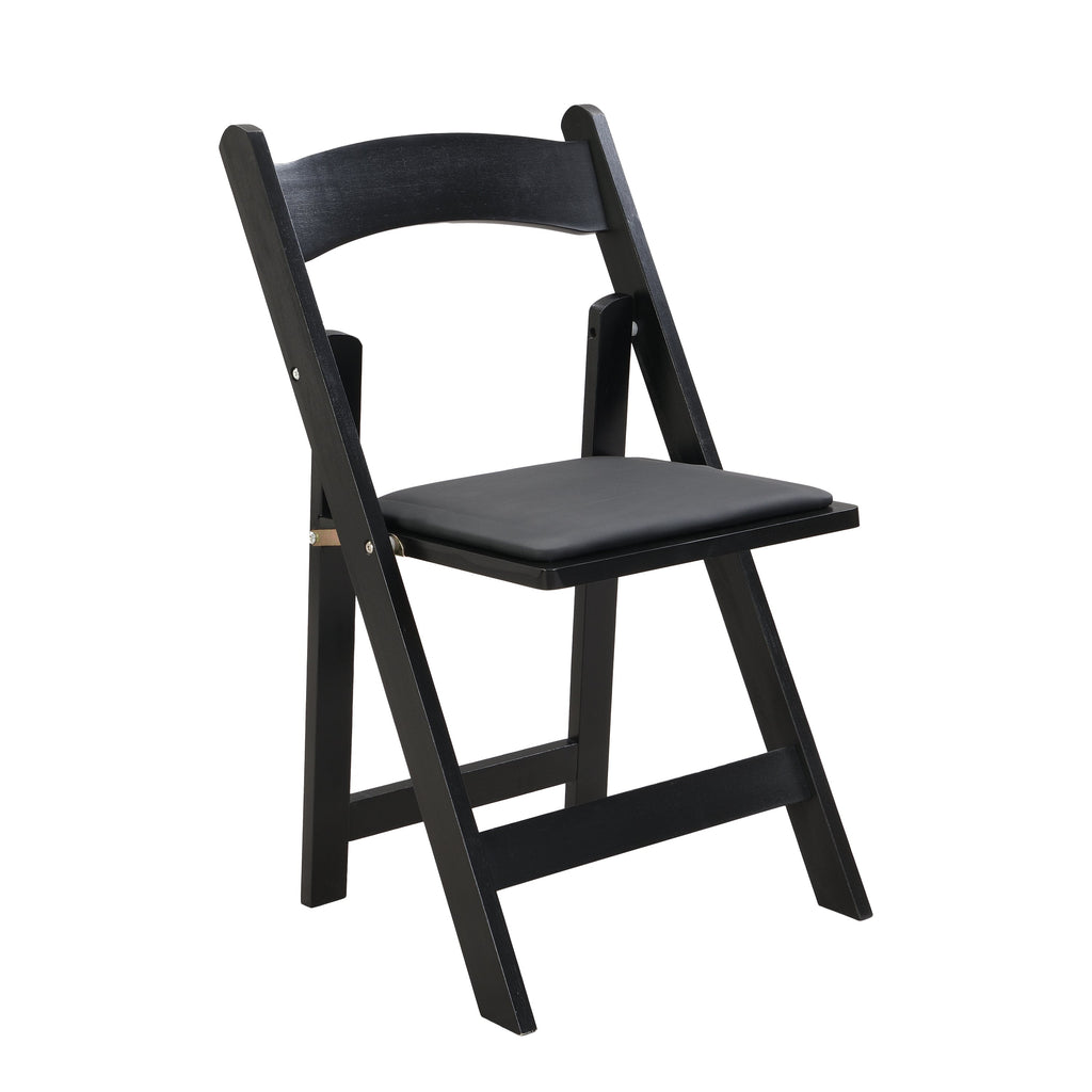 Set of 4 Folding Chairs Cushioned Solid Wood Space-Saving Dining Chairs