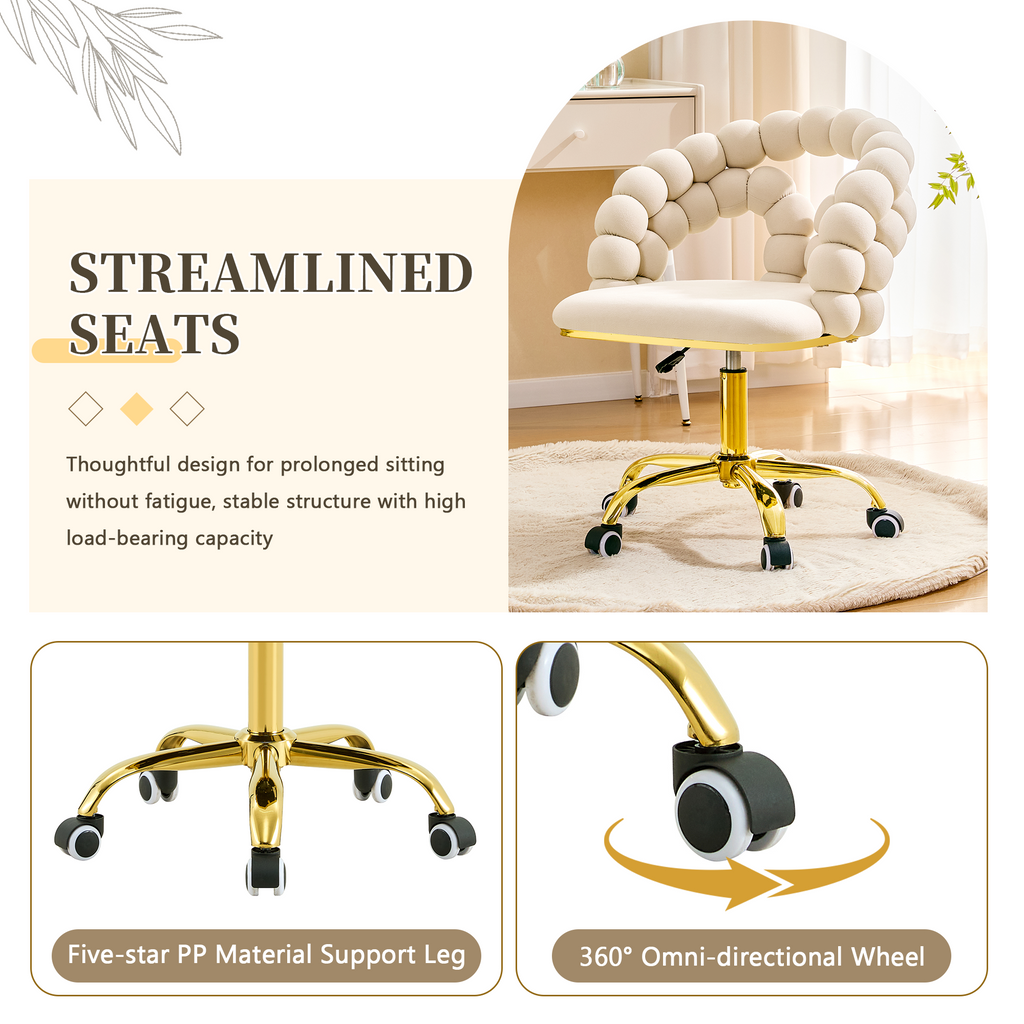 Coloful Modern Velvet Adjustable Swivel Desk Chair with Bubble Back