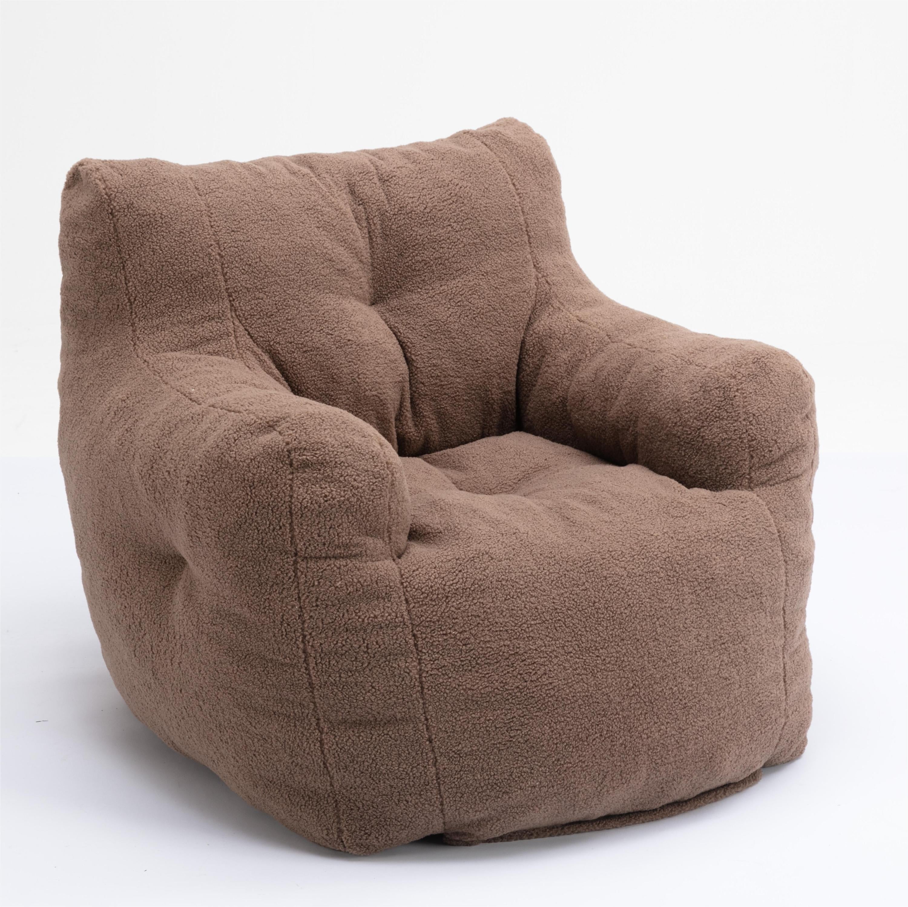 Teddy Fabric Tufted Foam Bean Bag Chair with Memory Sponge