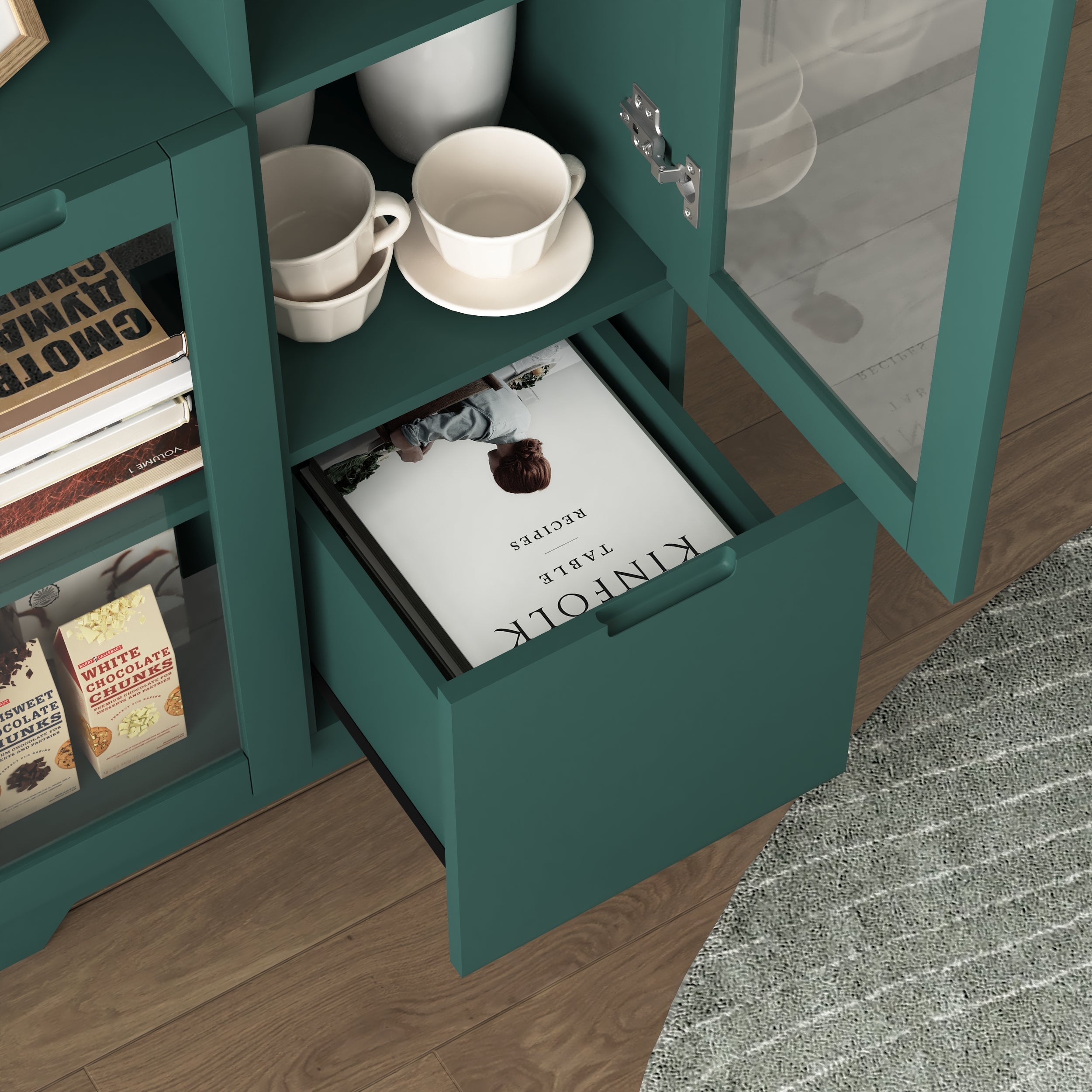 MDF Painted Cabinet with Glass Doors