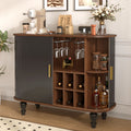 39" Fluted Liquor and Coffee Bar Cabinet with Wine Racks Glass Holders Storage