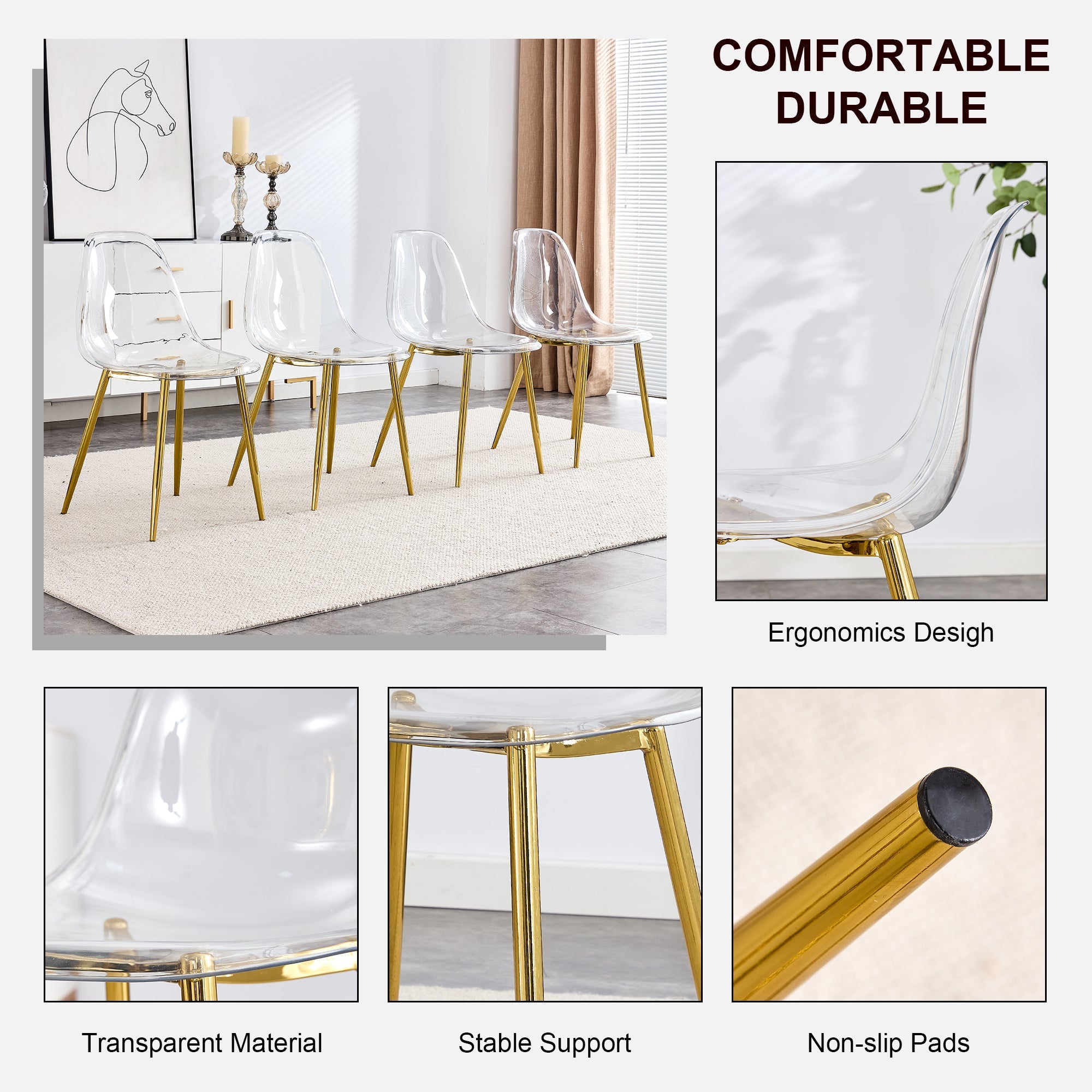 Modern Minimalist Transparent Metal Dining Chairs
