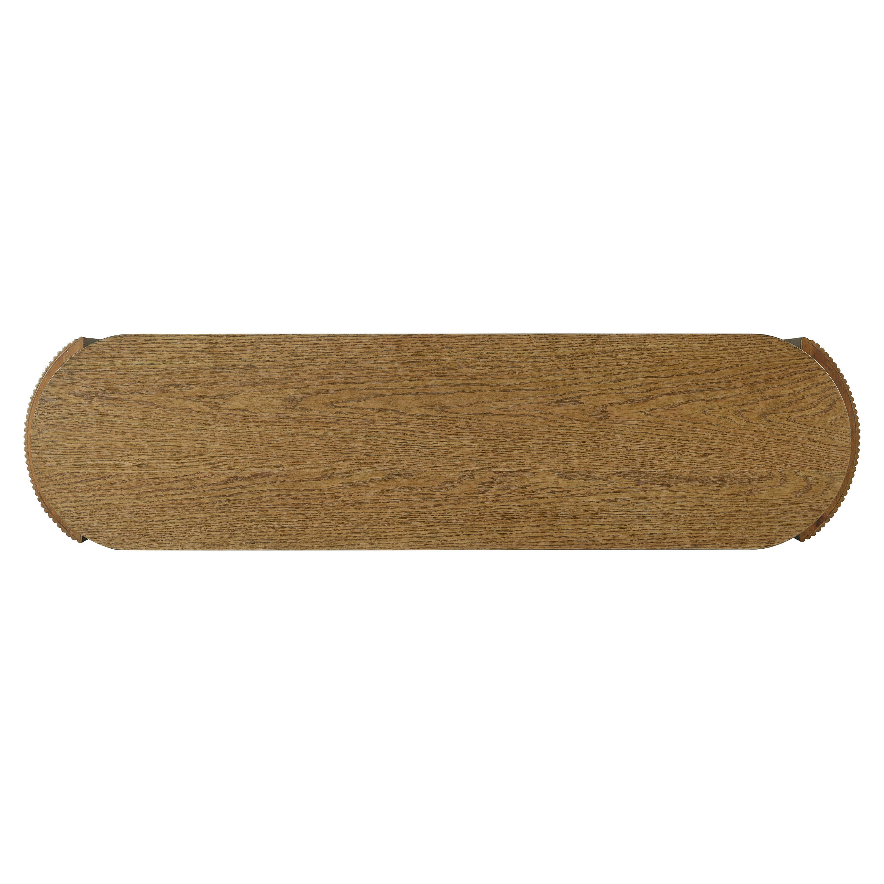 Natural Wood Console Table with Fluted Design