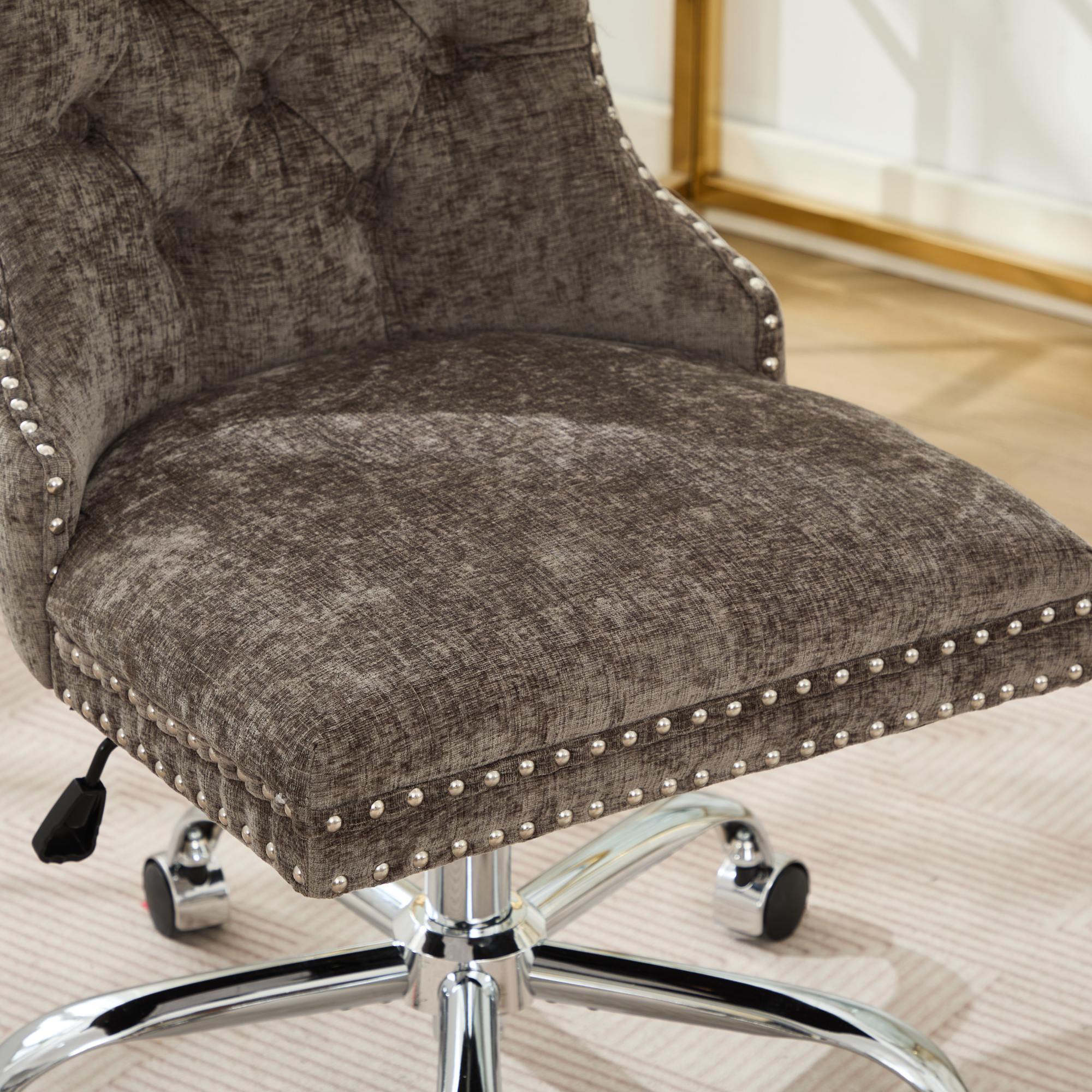 Modern Chenille Upholstered Tufted Button Home Office Chair