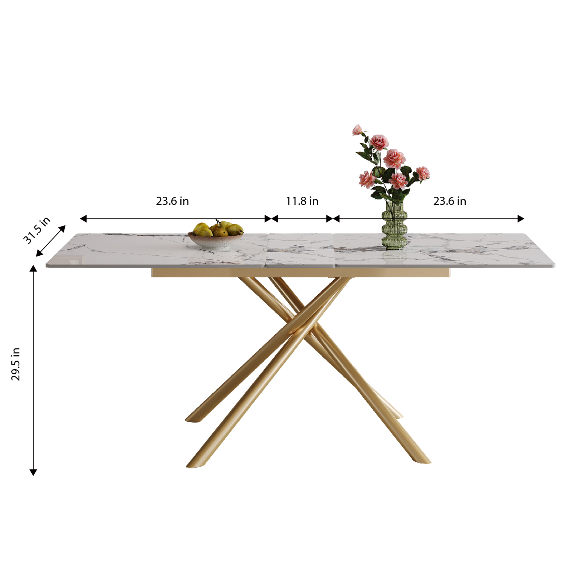 59-inch Modern rectangle Expandable Dining Table