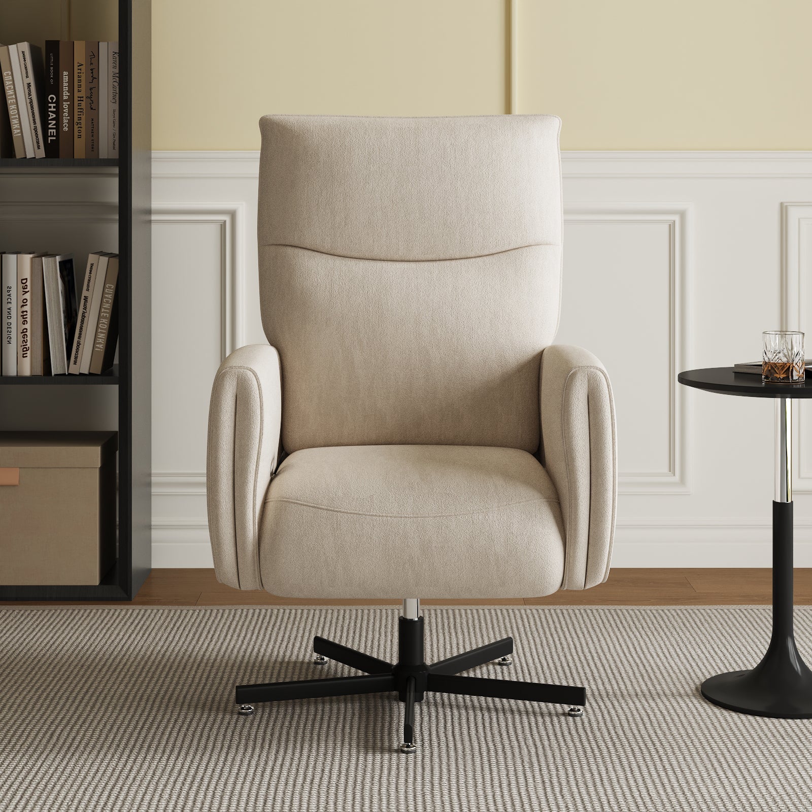 Beige  Velvet Power Swivel Office Recliner with USB & Type-C Charging