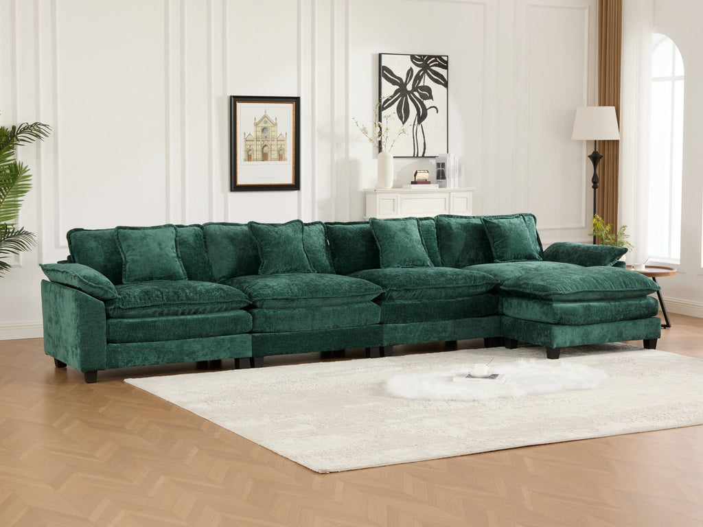 Modern Comfy Upholstered Seat Cushion Sectional Couch (Ottoman is Not Included)