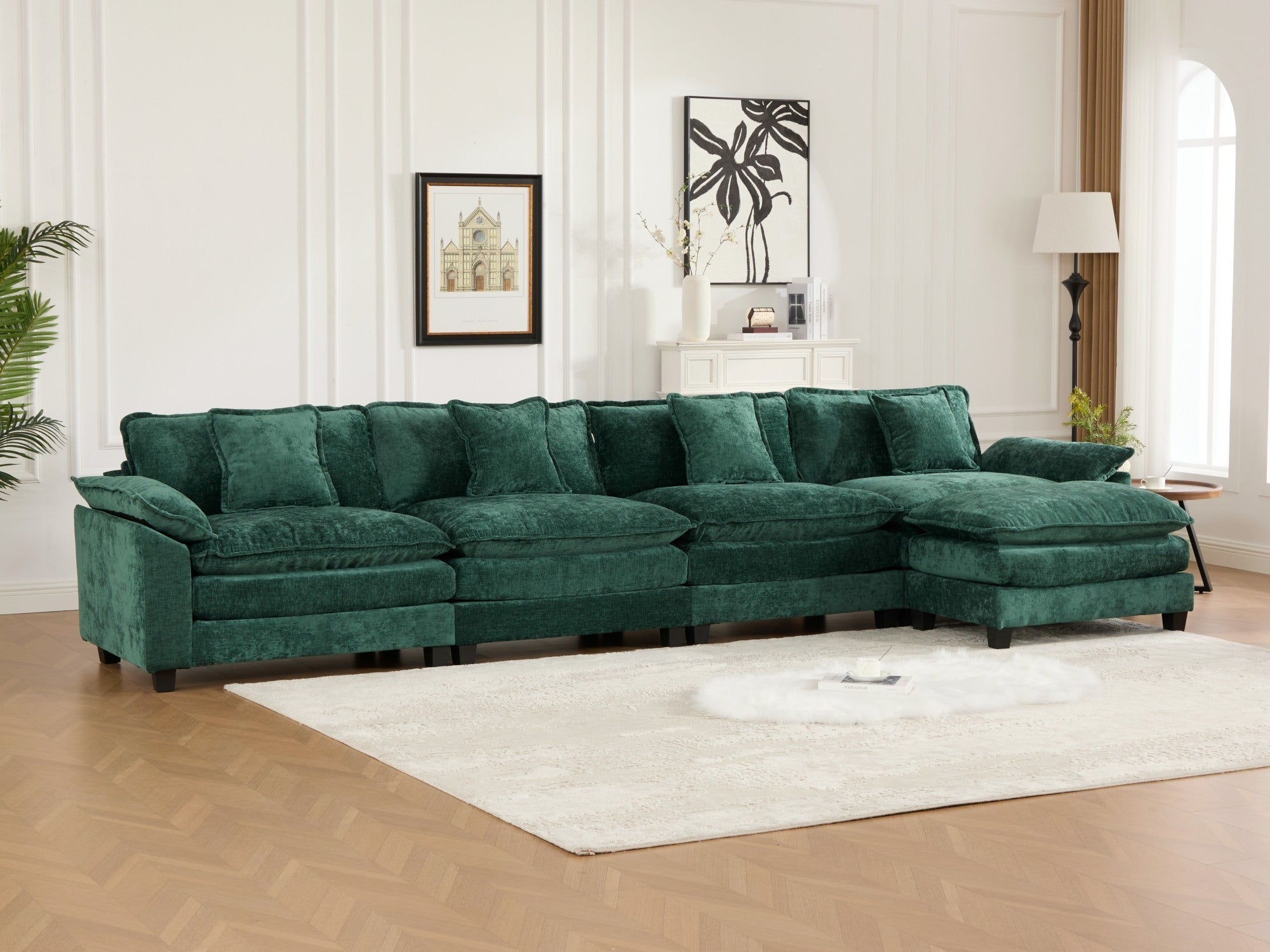 Modern Comfy Upholstered Seat Cushion Sectional Couch (Ottoman is Not Included)