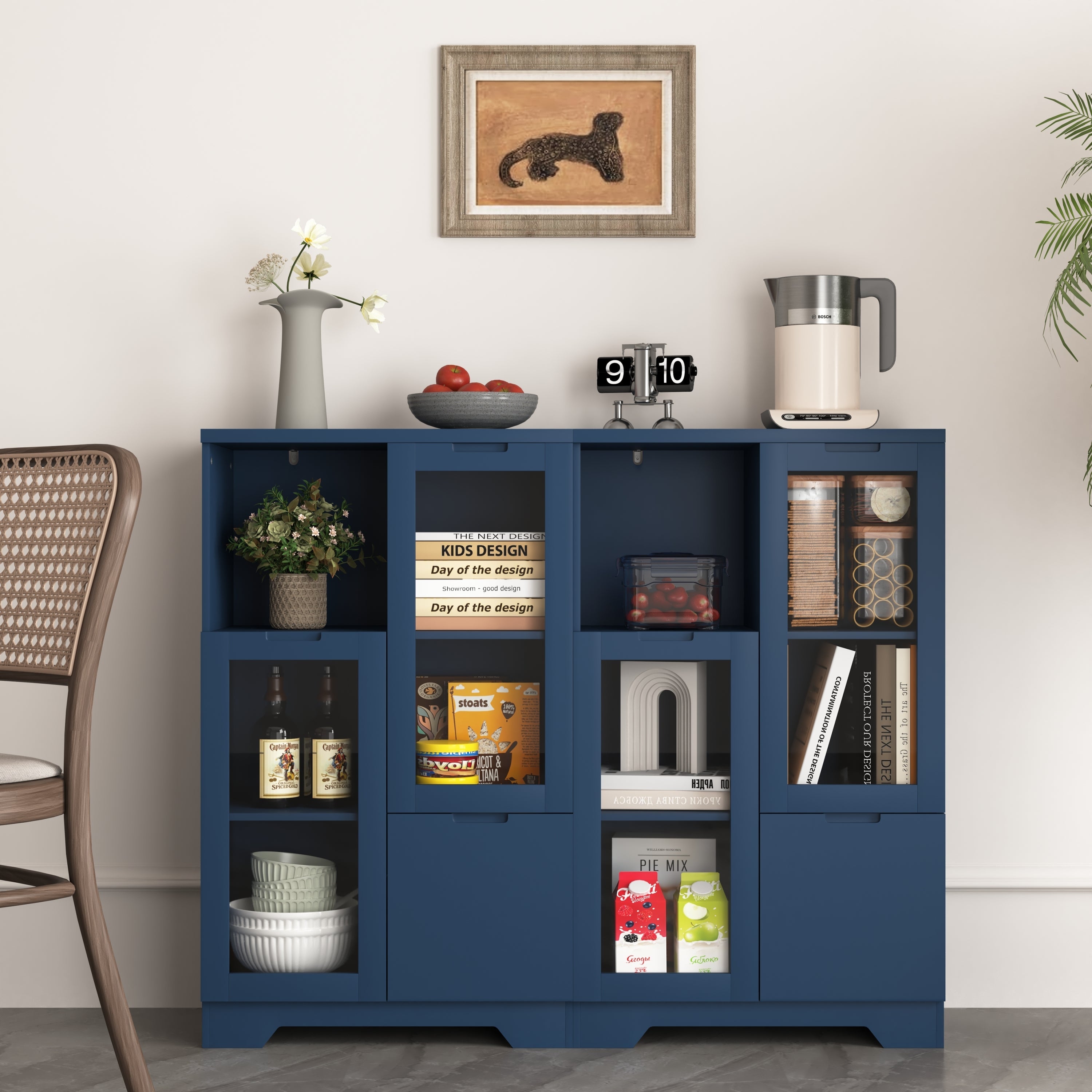 MDF Painted Cabinet with Glass Doors