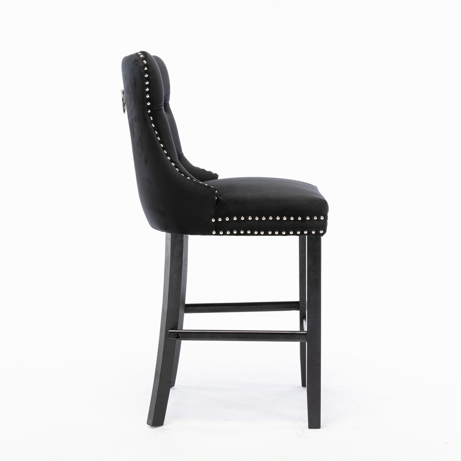 Contemporary Velvet Upholstered Barstools with Button Tufted Decoration (Set of 2)