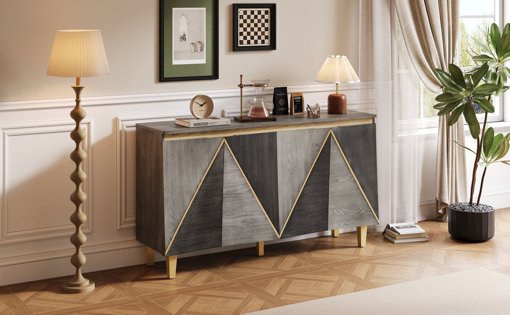 60' Retro Sideboard Cabinet with Adjustable Shelves
