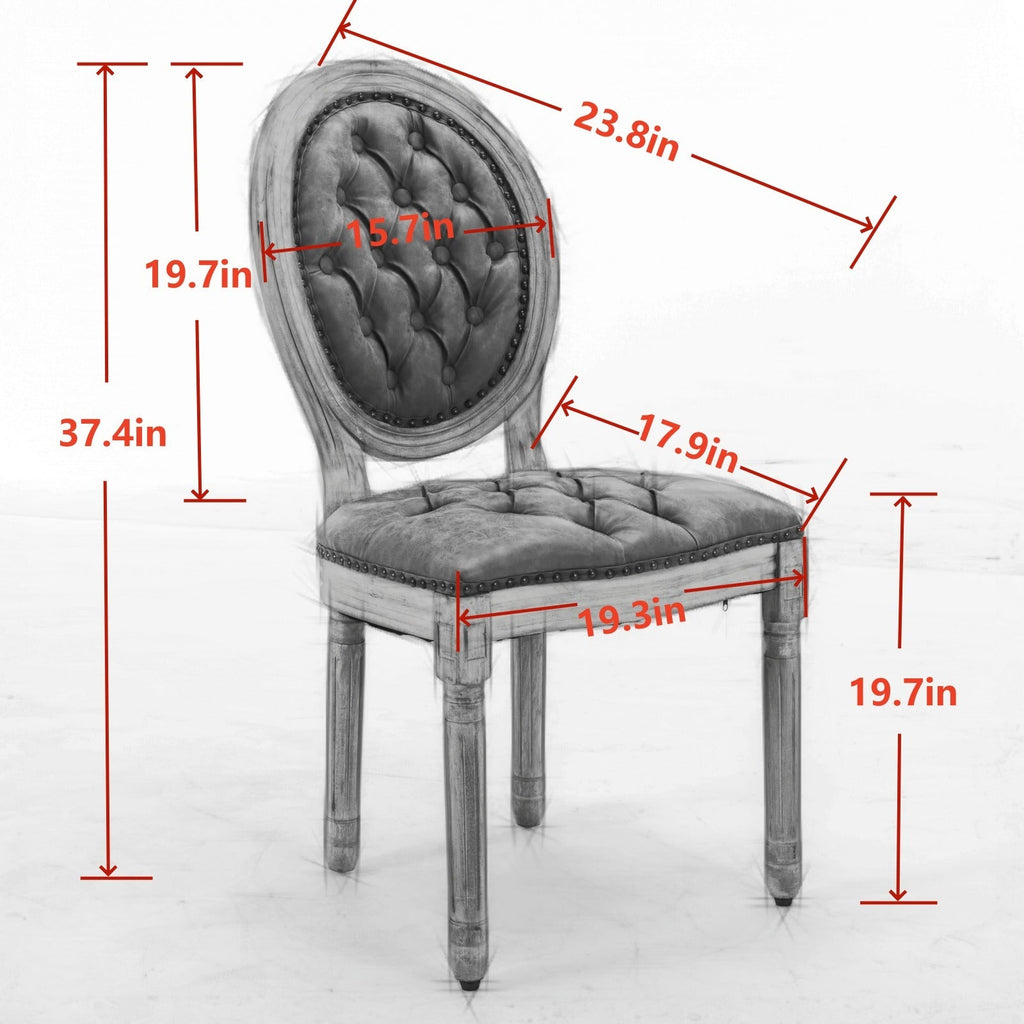 French Style Antique Painting PU Dining Chairs (Set of 2)