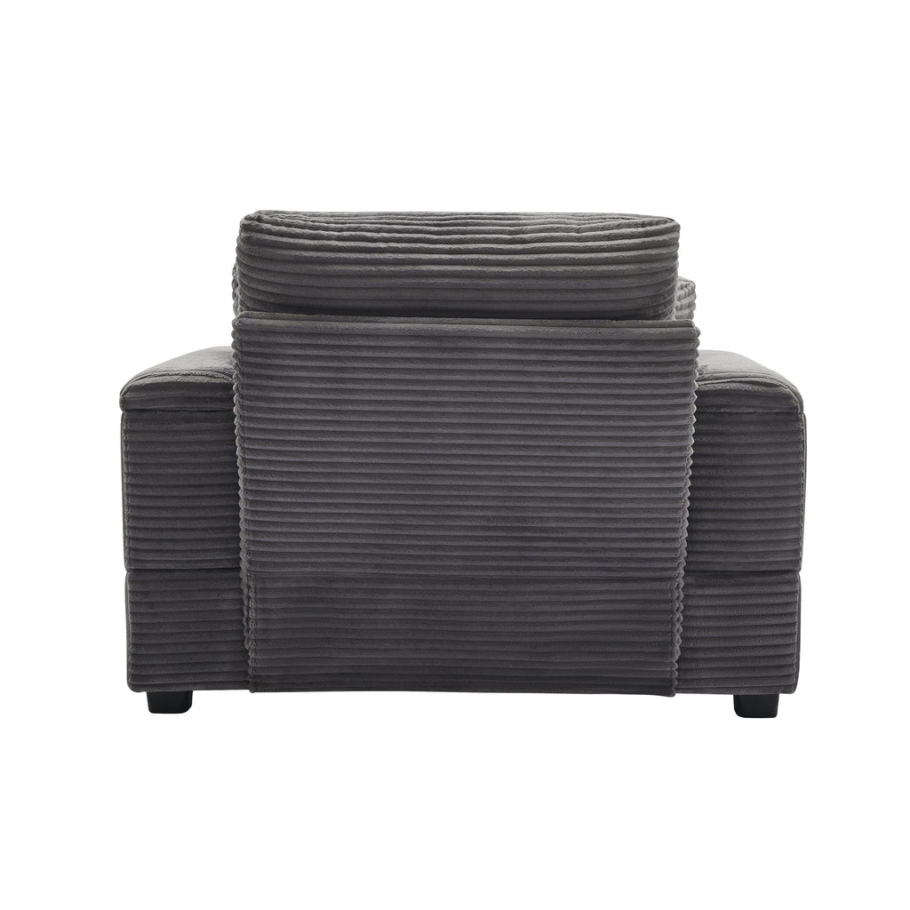 Corduroy Upholstered Chaise Lounge Sofa with Handrail Storage