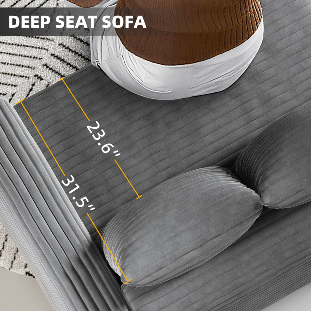 82.7' Modern Comfy Cloud Couch Sofa with Soft Pillows + Ottomans Option