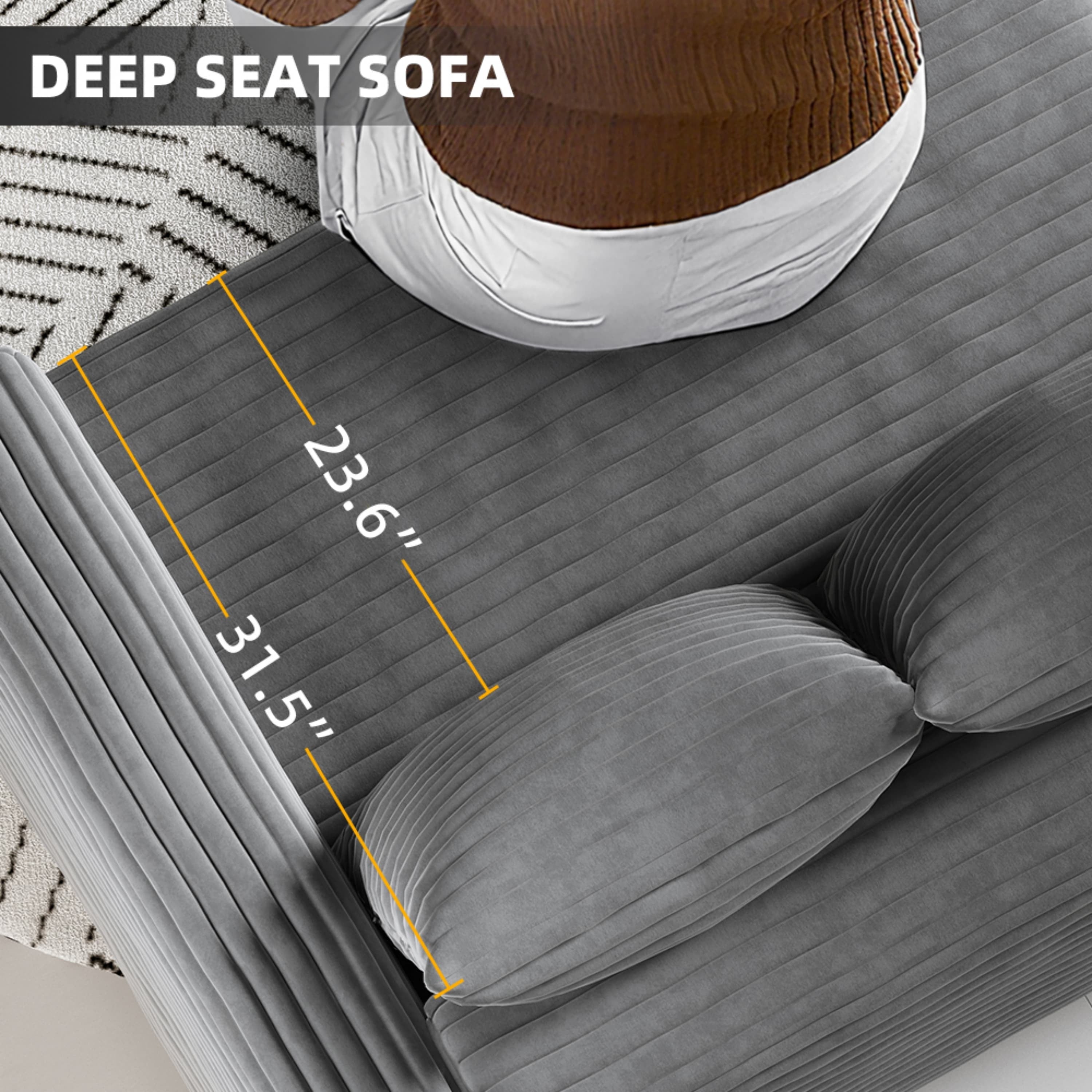 82.7' Modern Comfy Cloud Couch Sofa with Soft Pillows + Ottomans Option