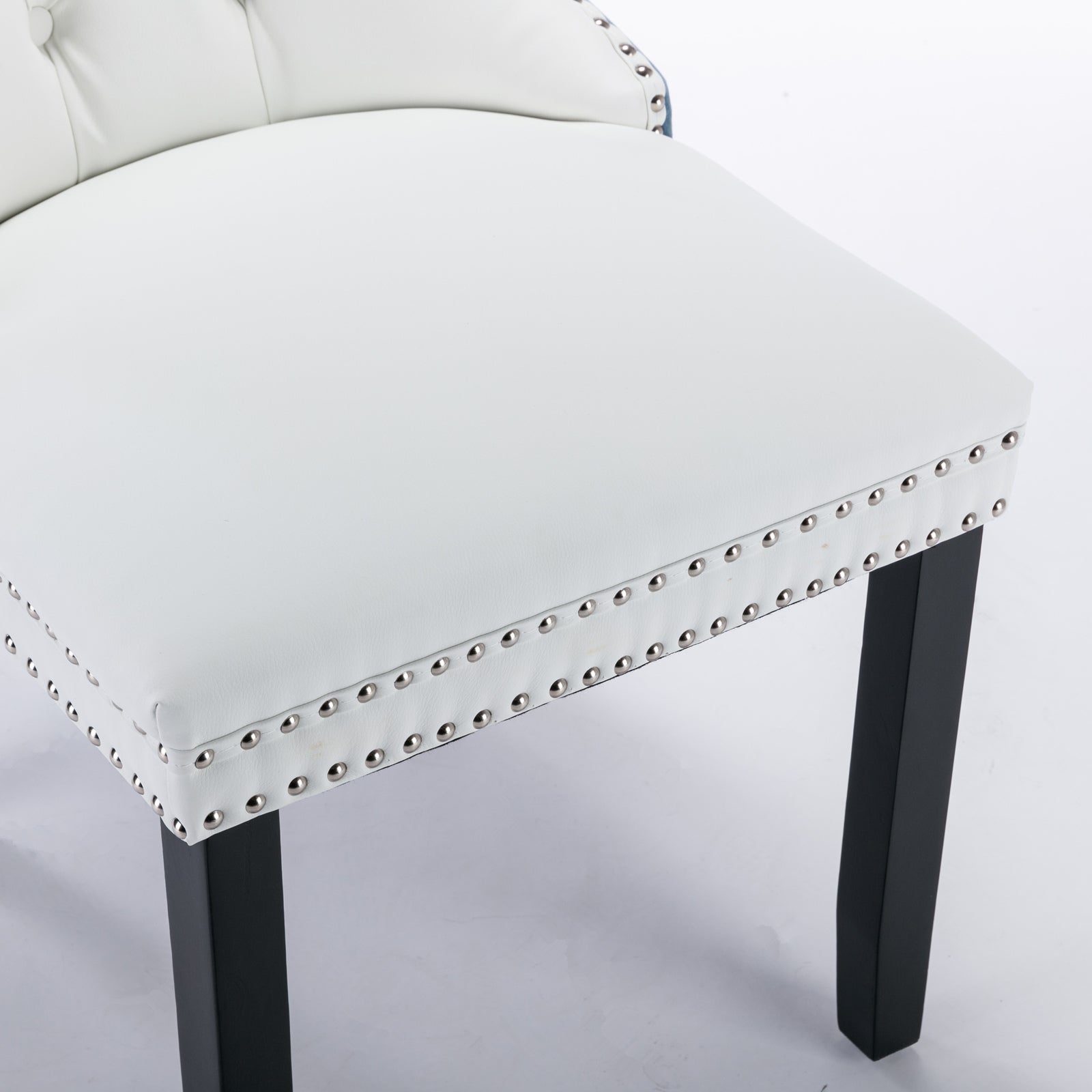 Tufted Solid Wood PU Upholstered Dining Chair with Wood Legs (Set of 2)