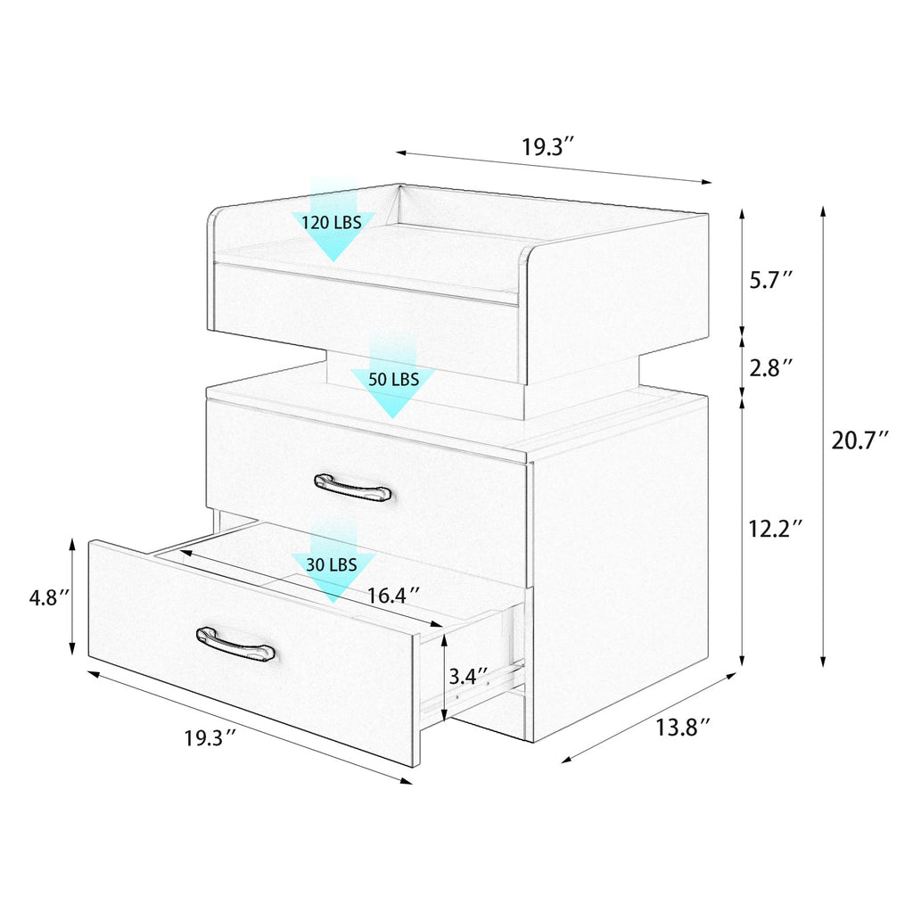 Nightstand with Remote-Controlled LED Strip Light
