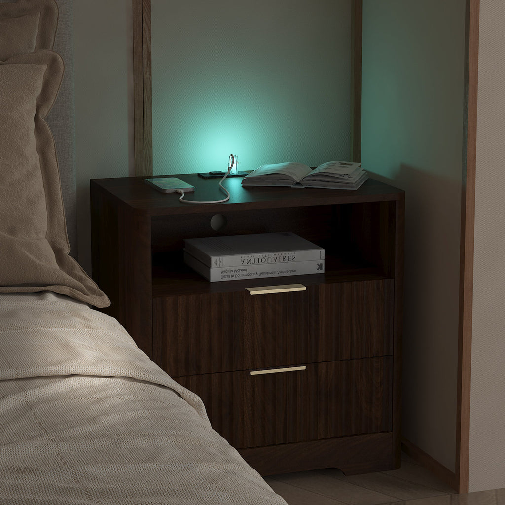 Smart Nightstand with Charging Station for Bedroom