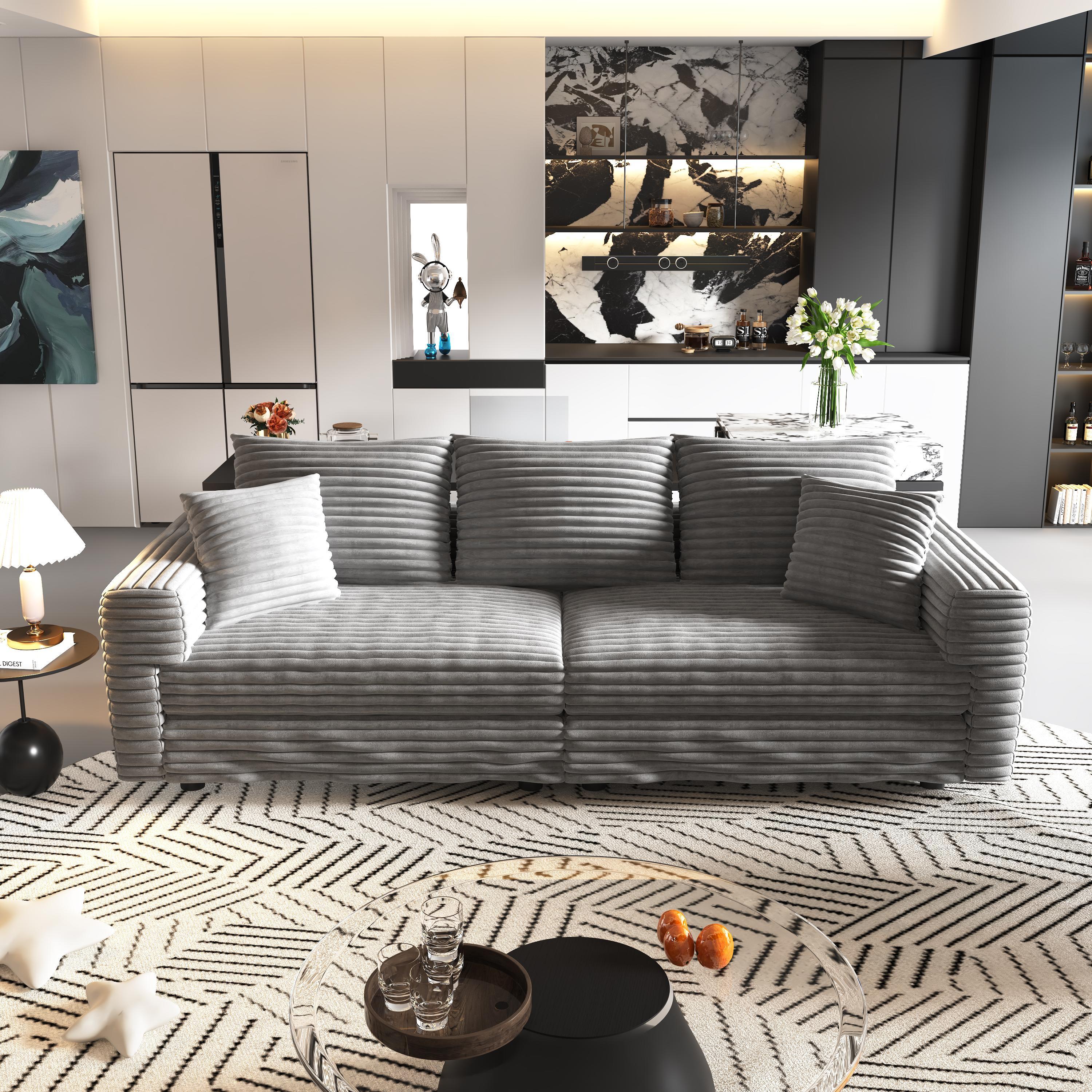 82.7' Modern Comfy Cloud Couch Sofa with Soft Pillows + Ottomans Option