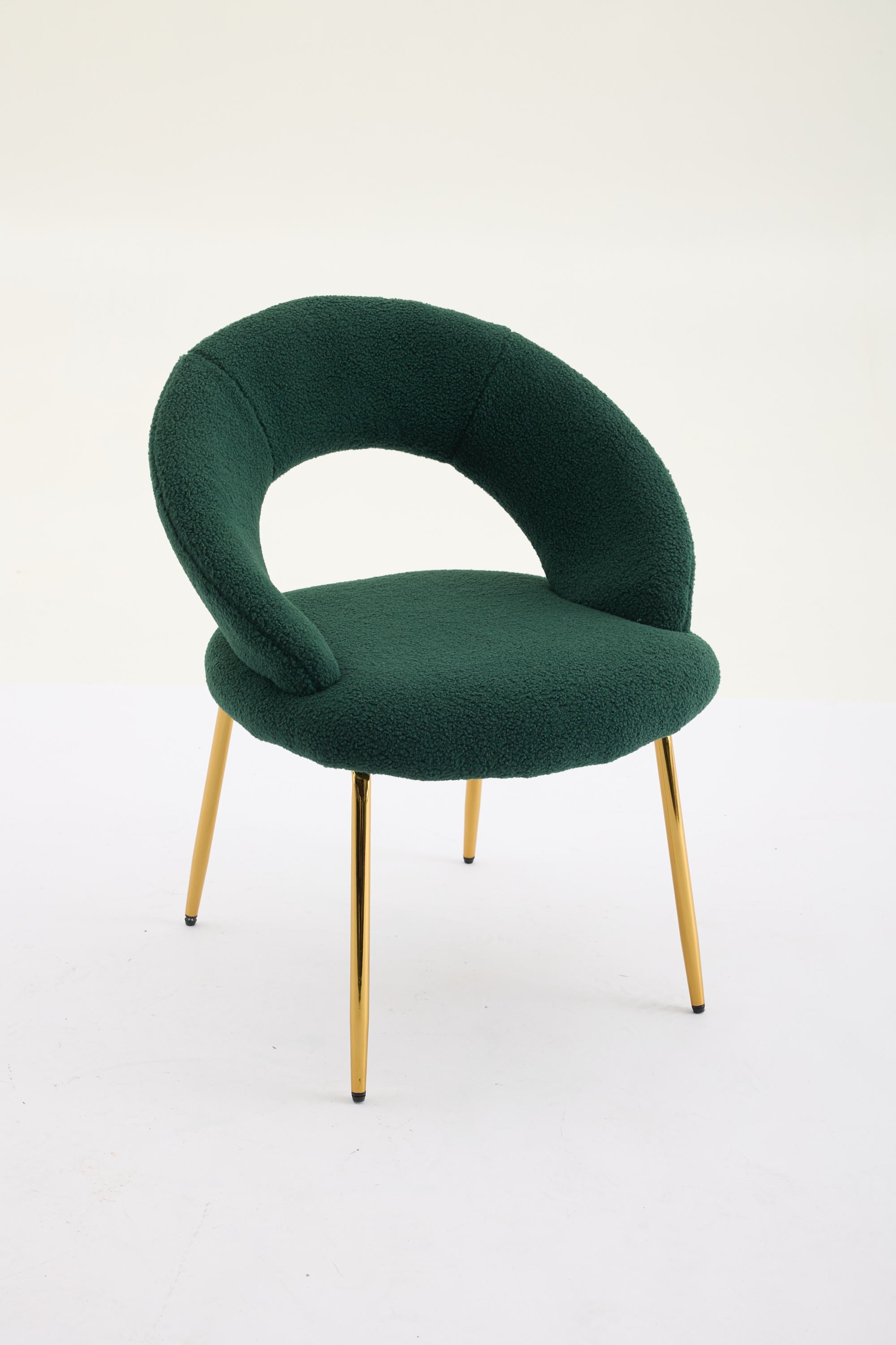 Velvet/Teddy Fabric Dining Chairs with Curved Backrest