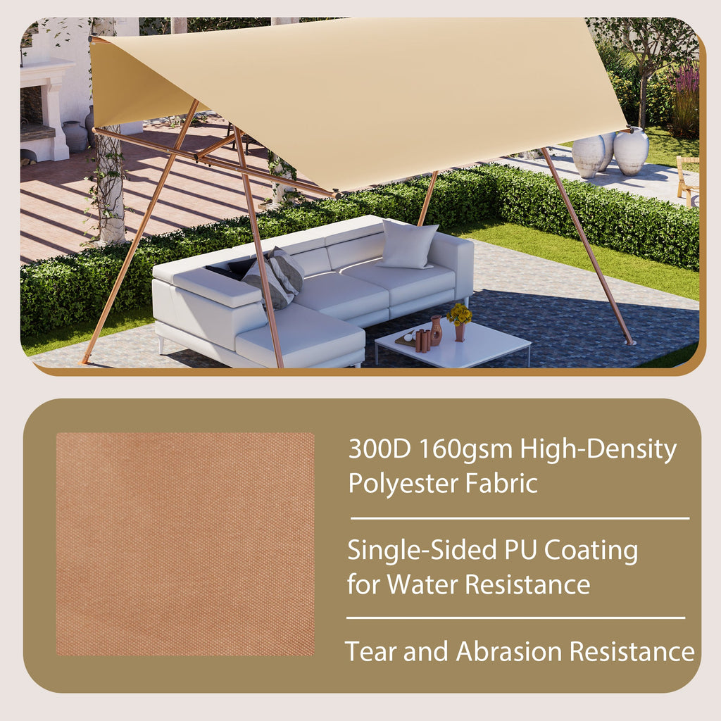 Hexagonal Shade Sail Canopy 206x118 UPF50 Waterproof Sun Shade Patio Use