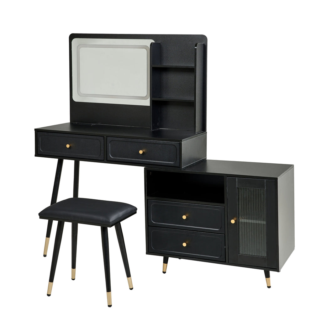 Modern Makeup Vanity Desk with Mirror and Lights
