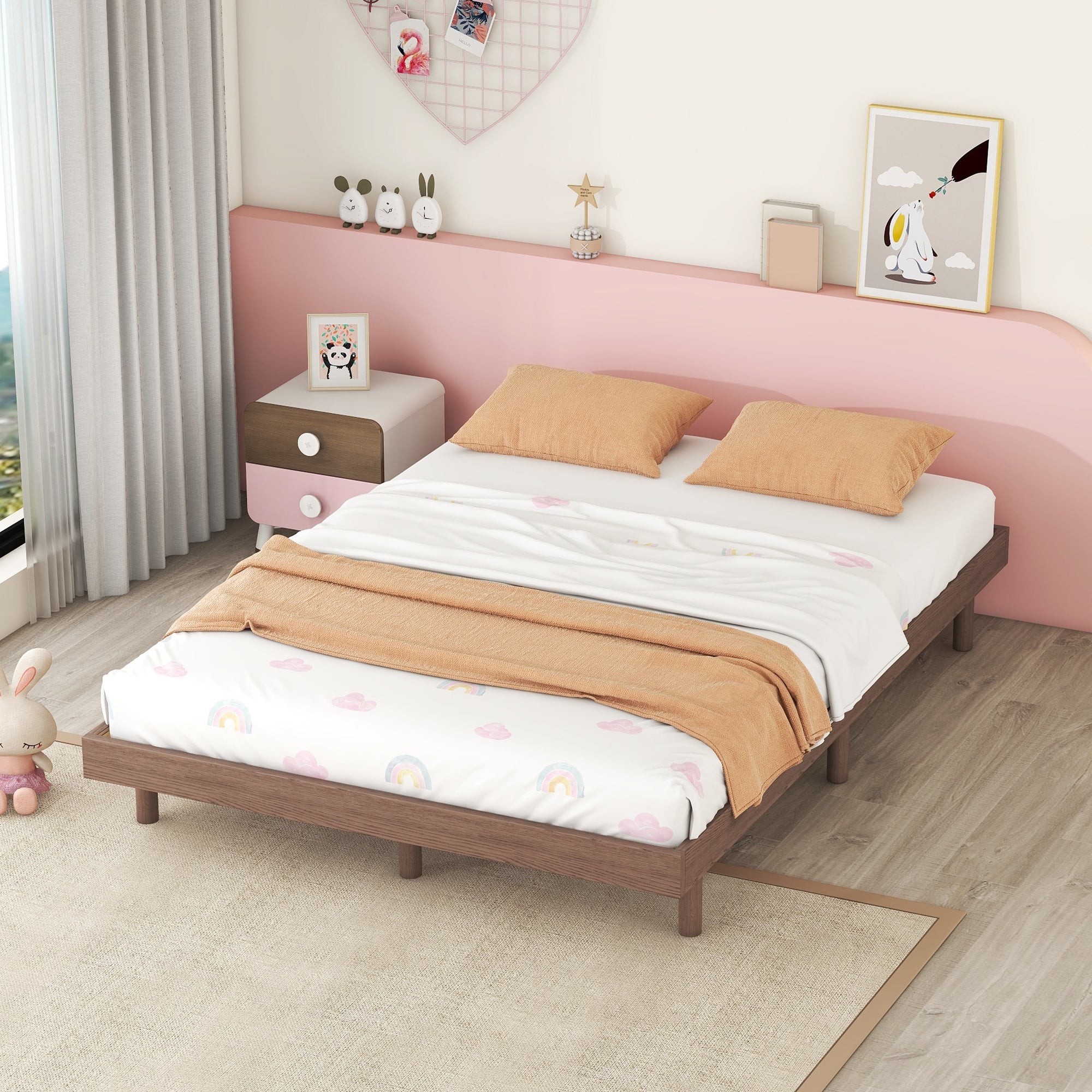 Modern Design Full Floating Platform Bed Frame