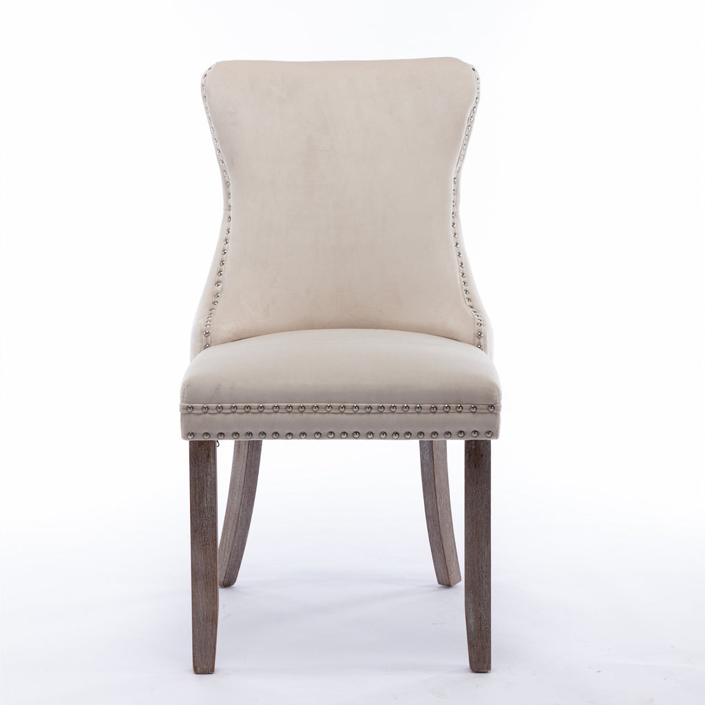 Modern Velvet Upholstered Wing-Back Dining Chairs (Set of 2)