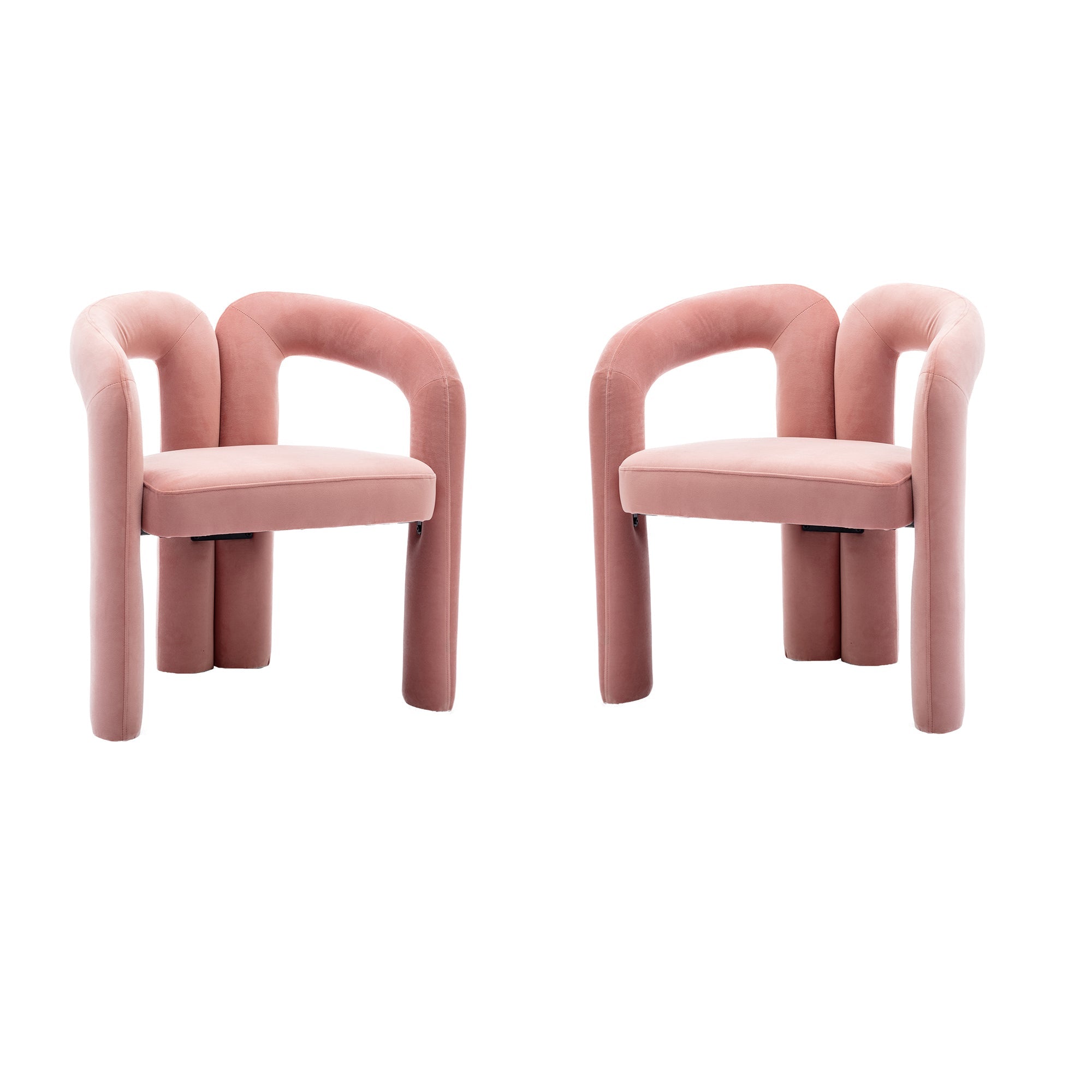 Contemporary Velvet Fabric Upholstered Accent Side Chairs (Set of 2)