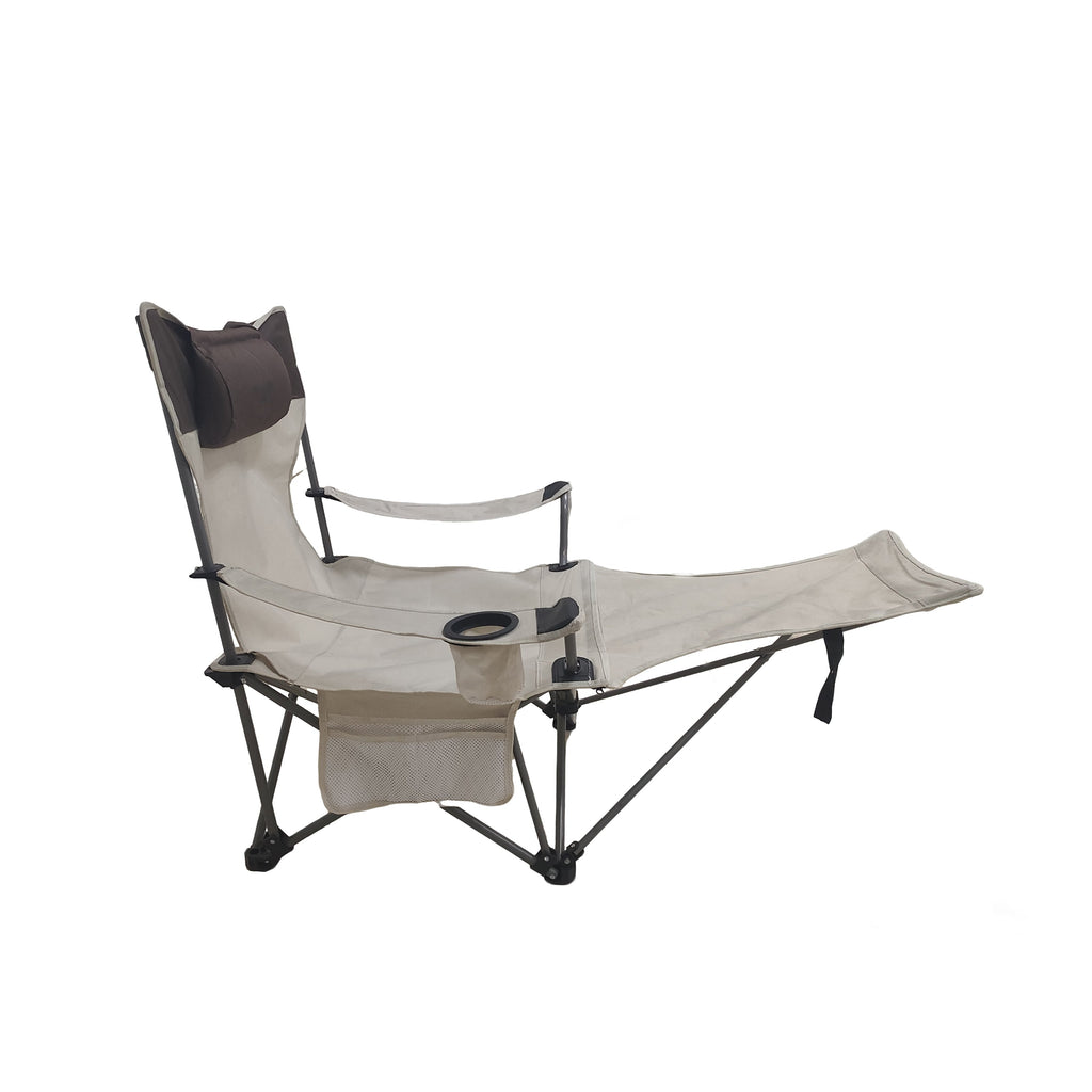 Outdoor Camping Chair Folding Reclining with Side Pockets and Cup Holder