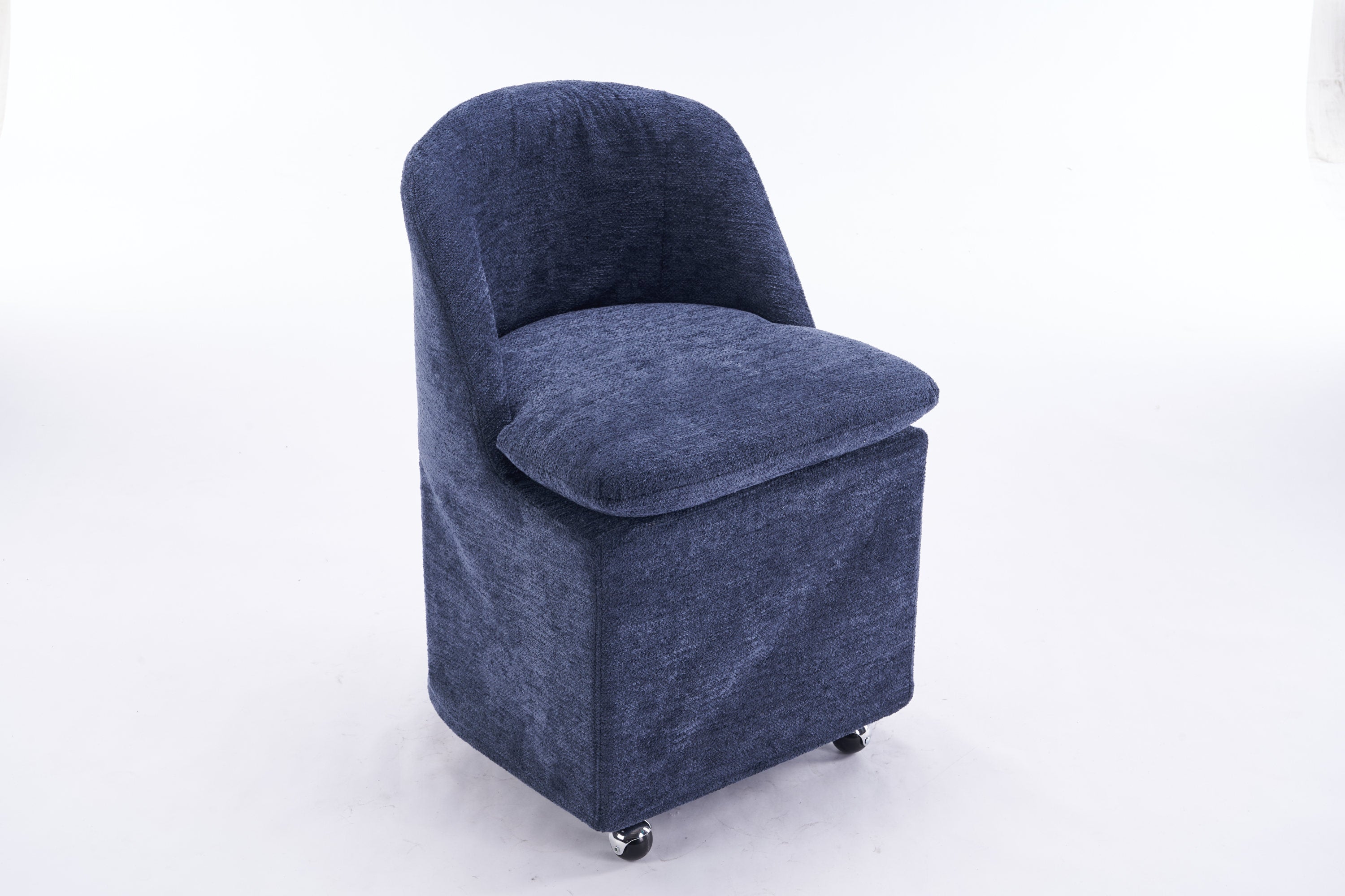 Chenille Fabric Dining Chairs with Universal Wheels