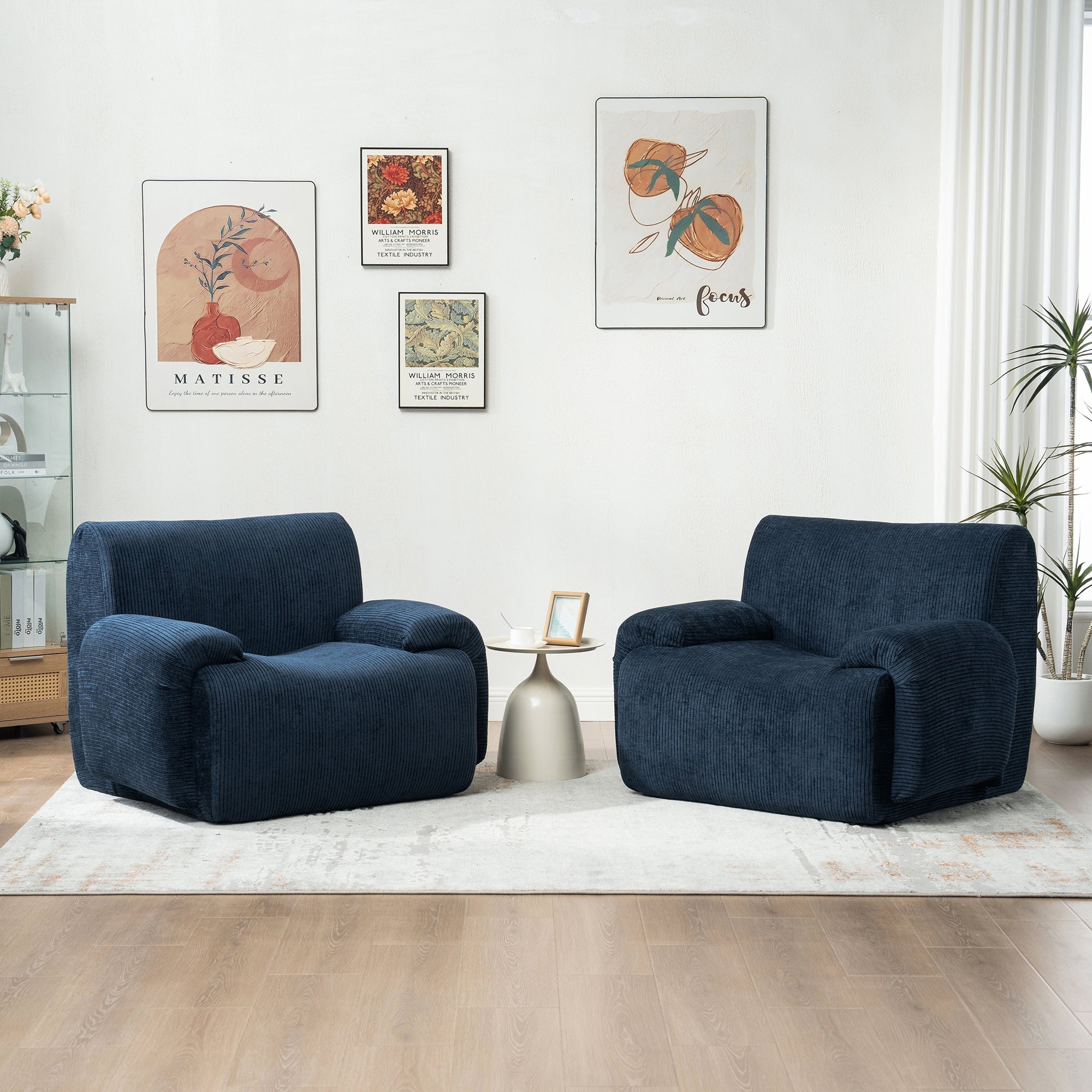 Modern Chenille Vertical Stripe Accent Chair