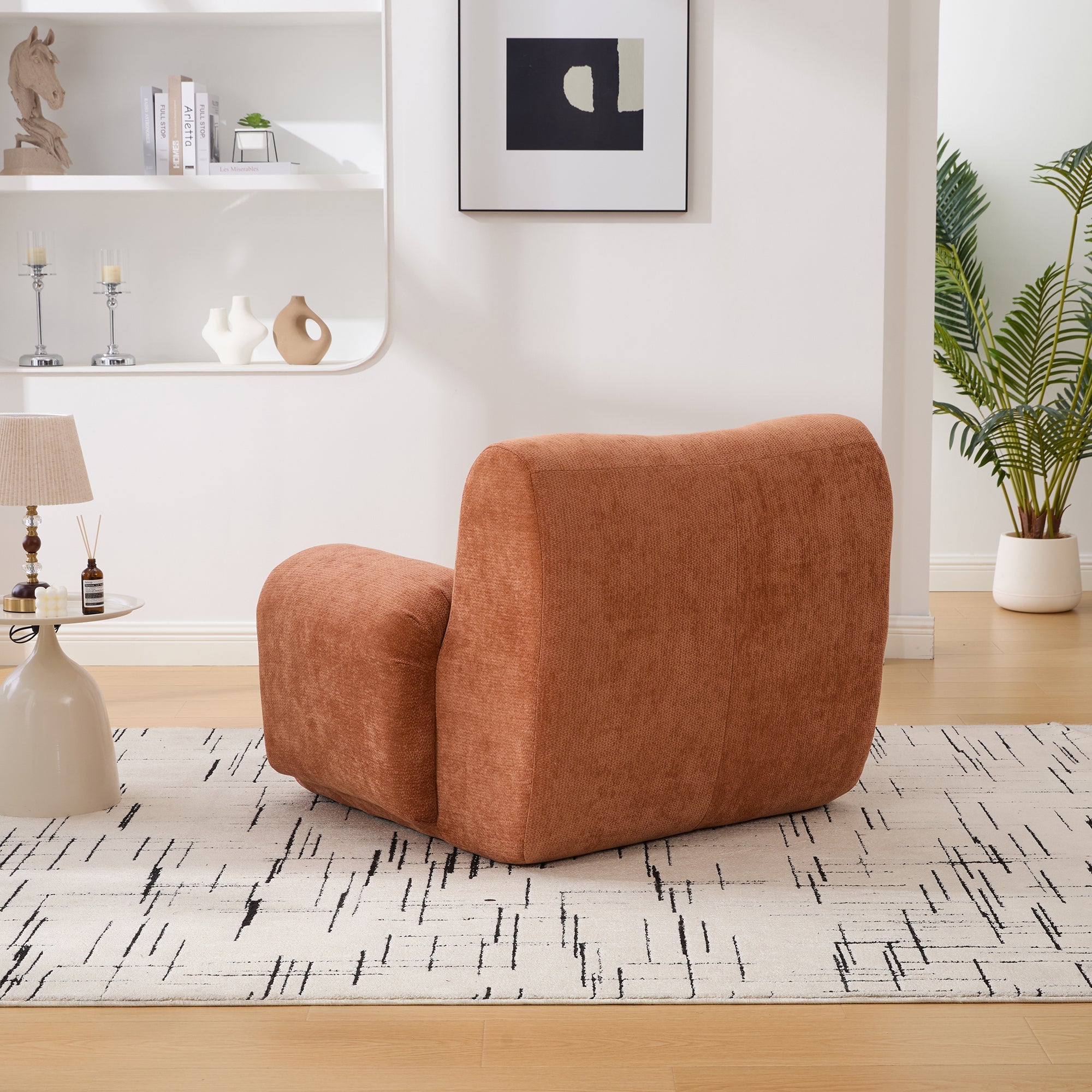 Modern Chenille Vertical Stripe Accent Chair