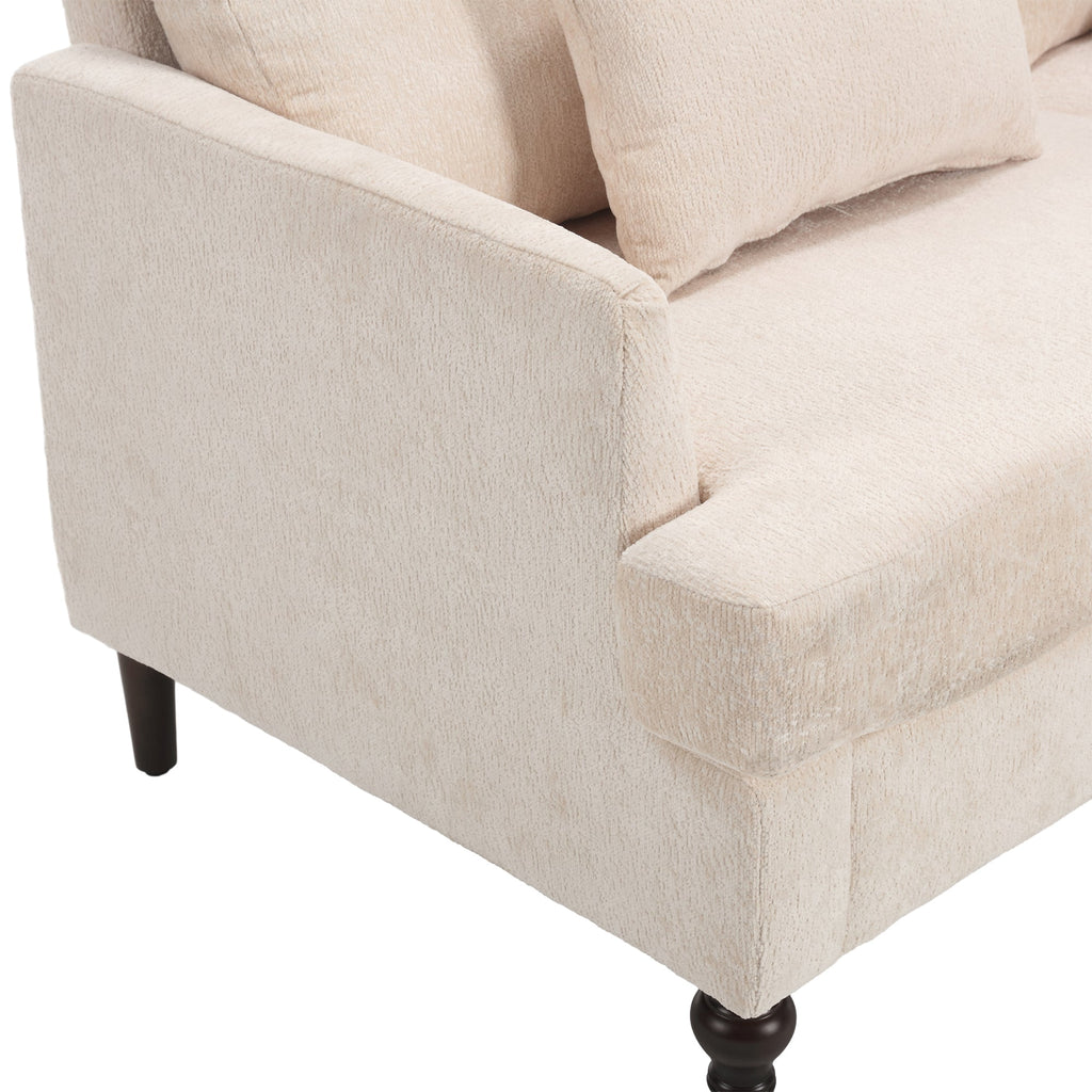 Mid Century Modern Chenille Fabric Loveseat Sofa