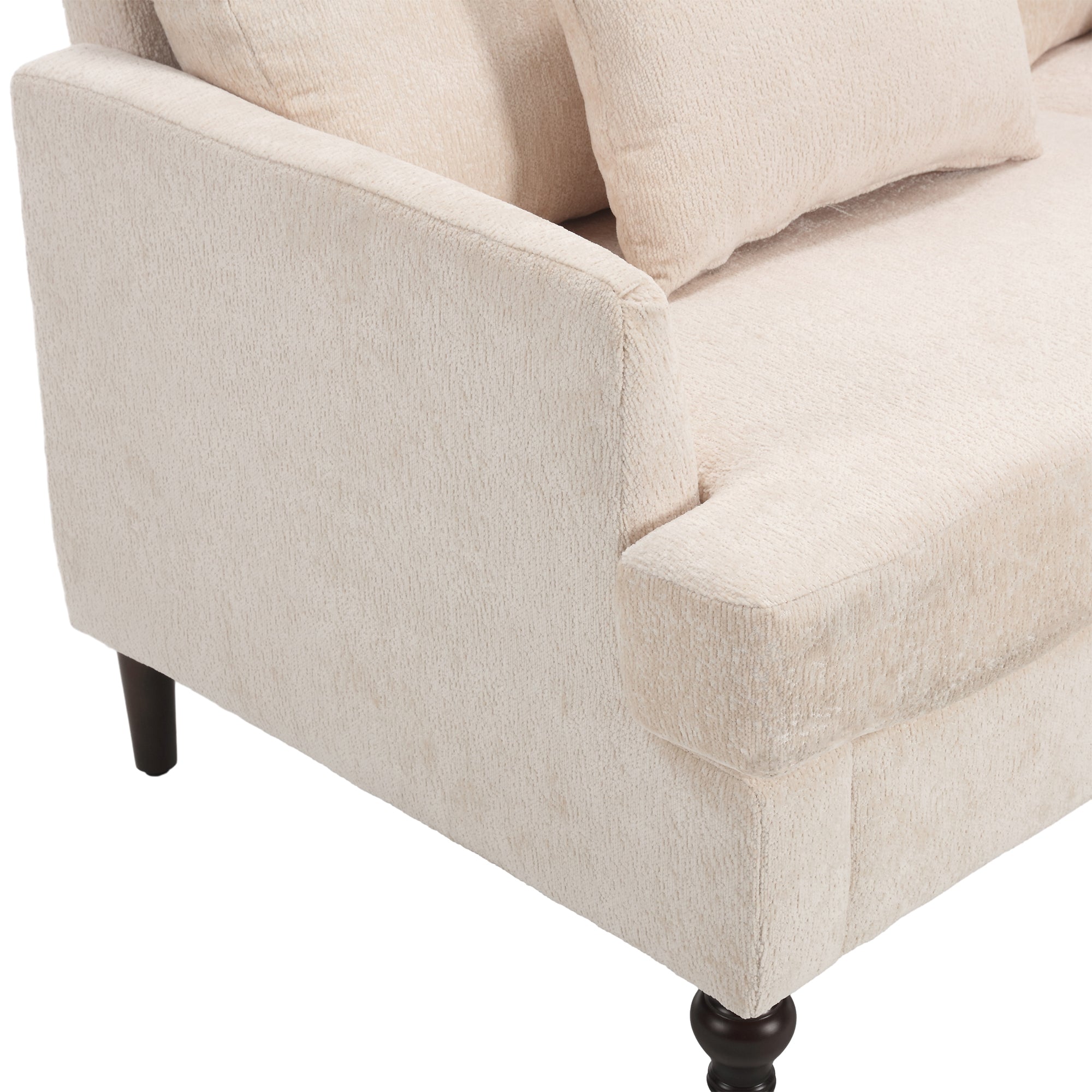 Mid Century Modern Chenille Fabric Loveseat Sofa